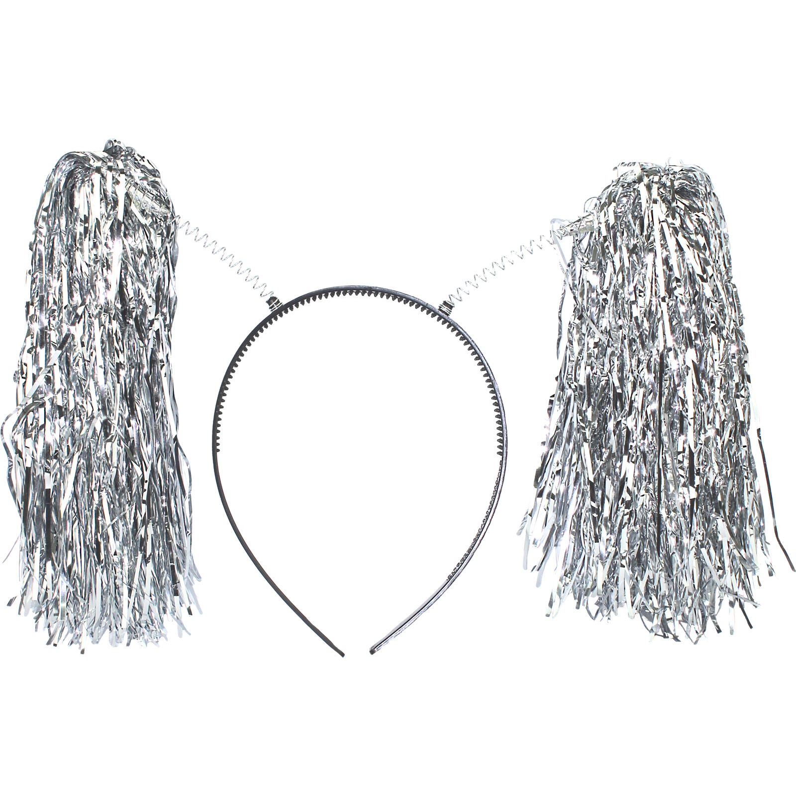 Silver Tinsel Pom Pom Headbopper Headband