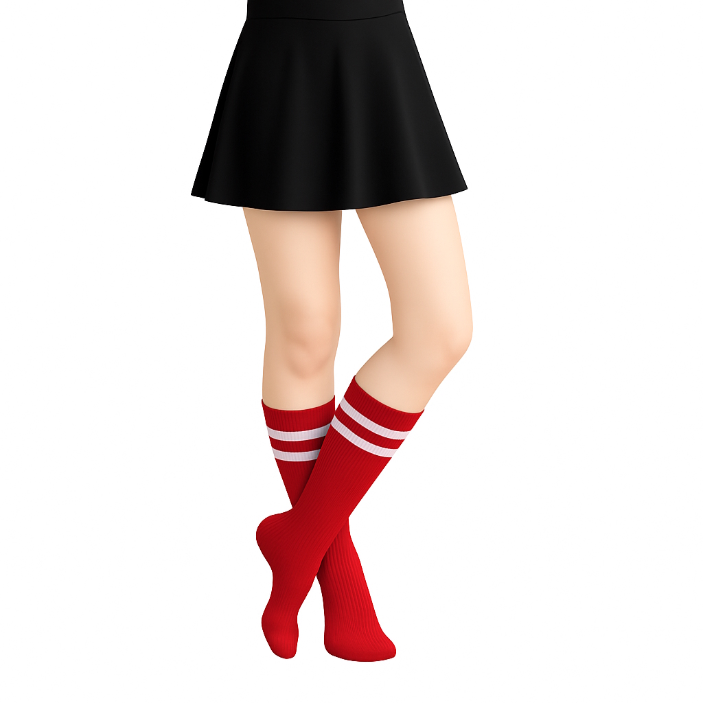 Red And White Striped Crew Socks (1 Pair)