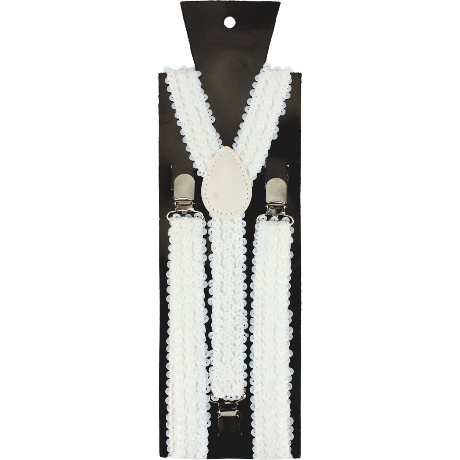 White Sequin Suspender Braces