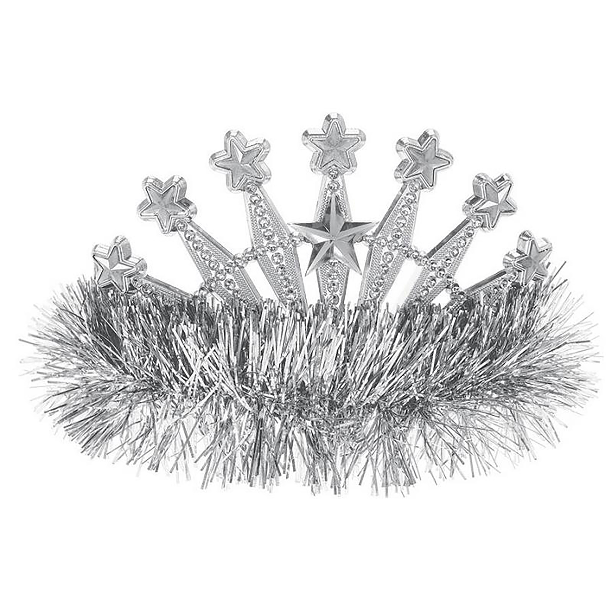 Silver Star Tiara With Tinsel