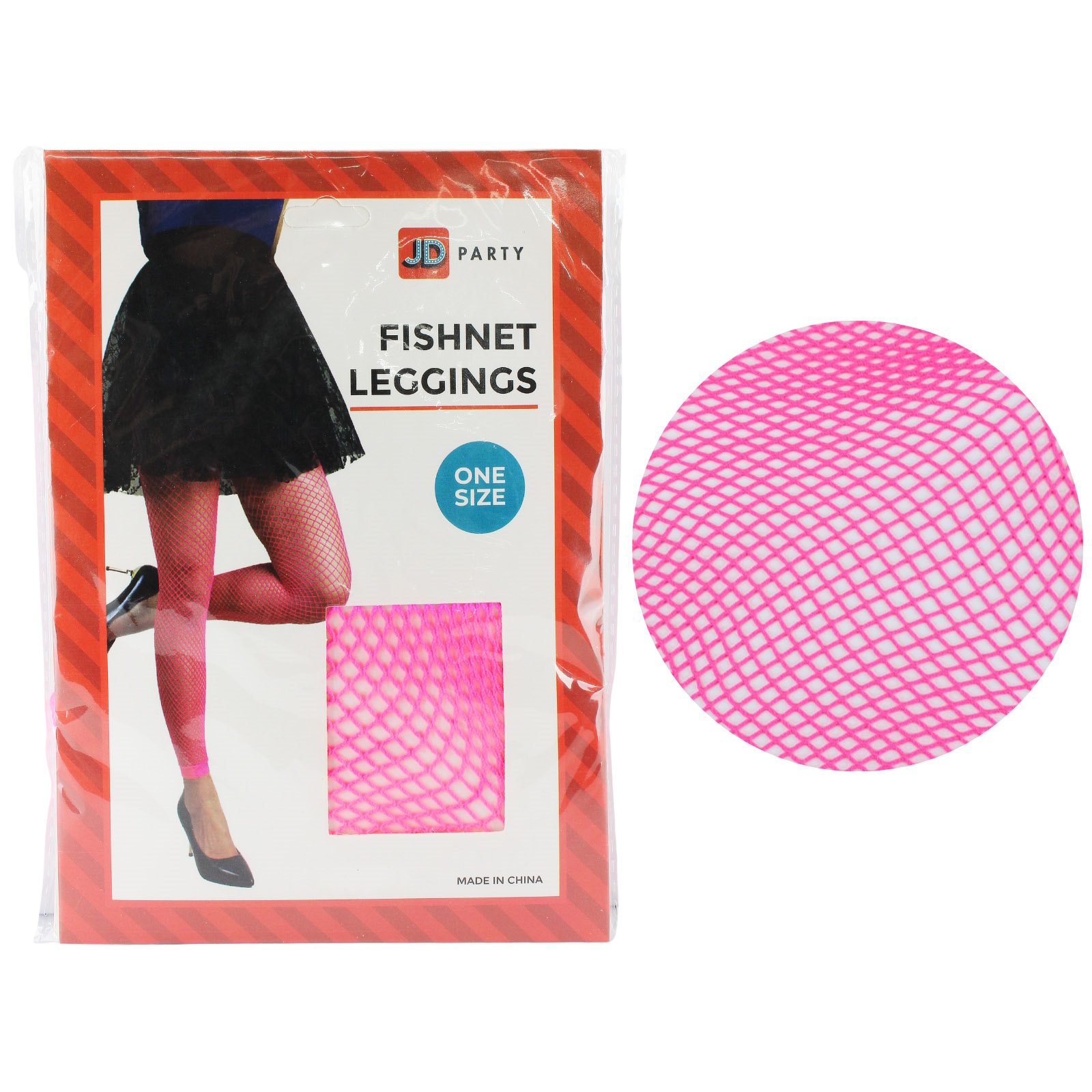 Neon Pink Footless Fishnet Tights