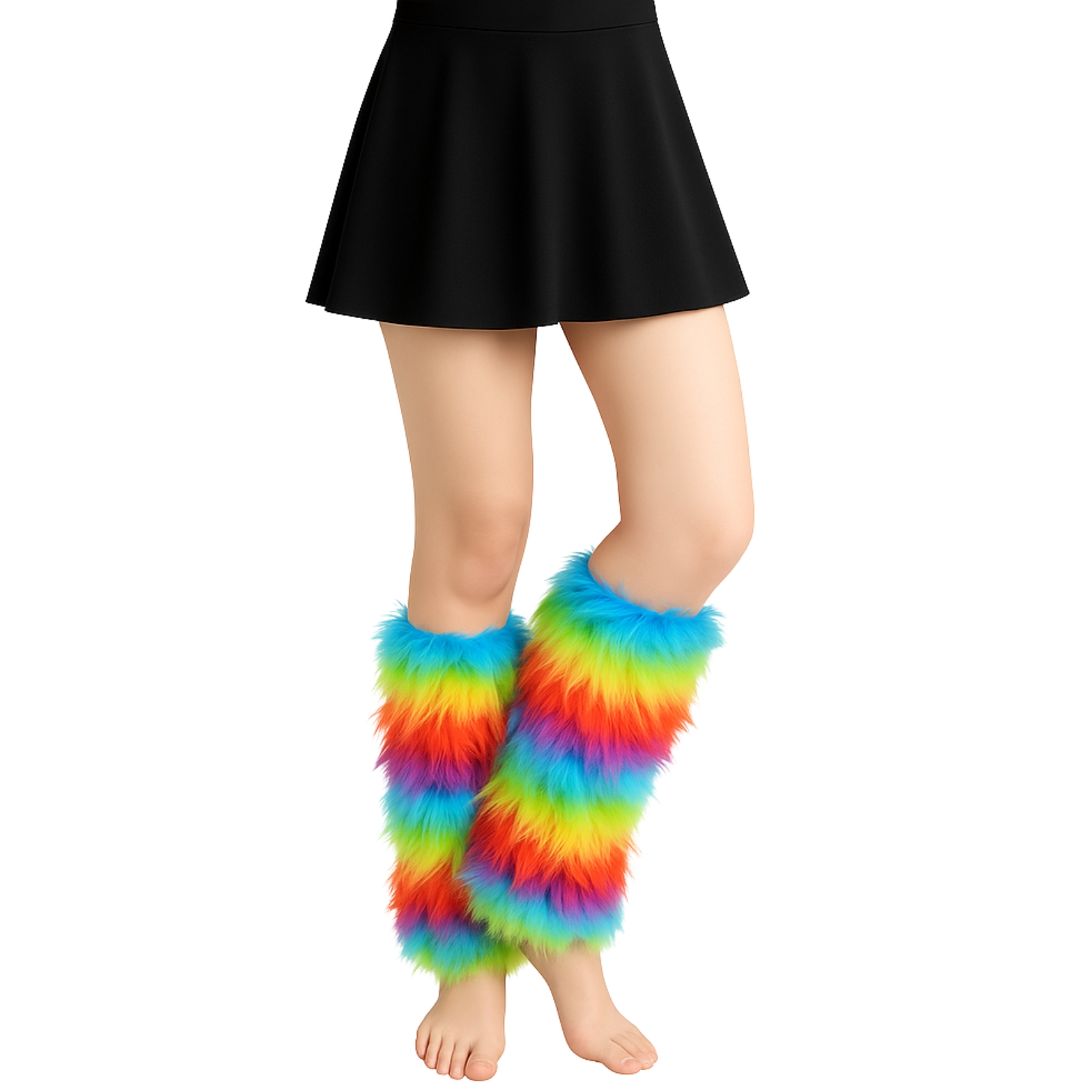 Rainbow Furry Leg Warmers 