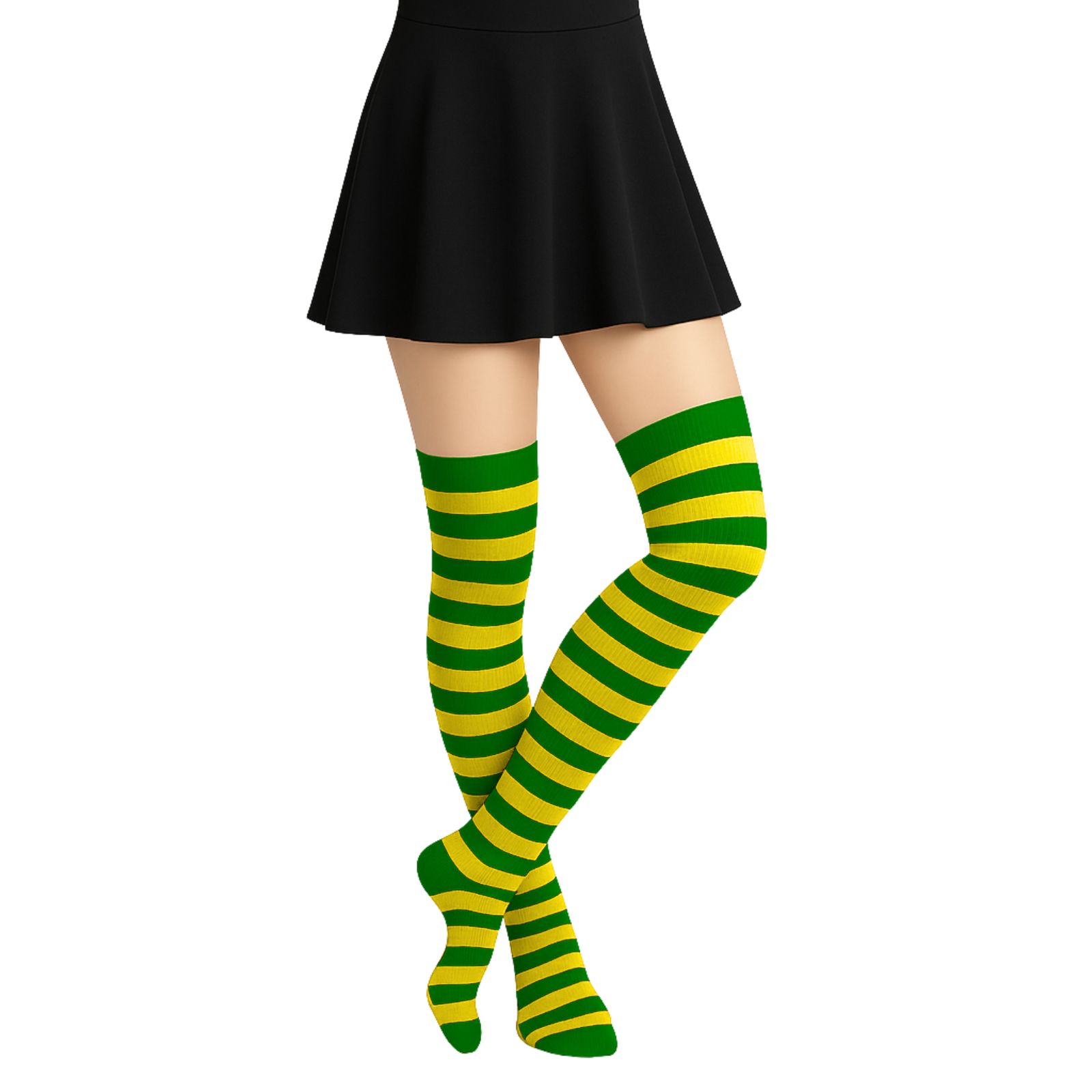 Over The Knee Green & Yellow Striped Socks (1 Pair)