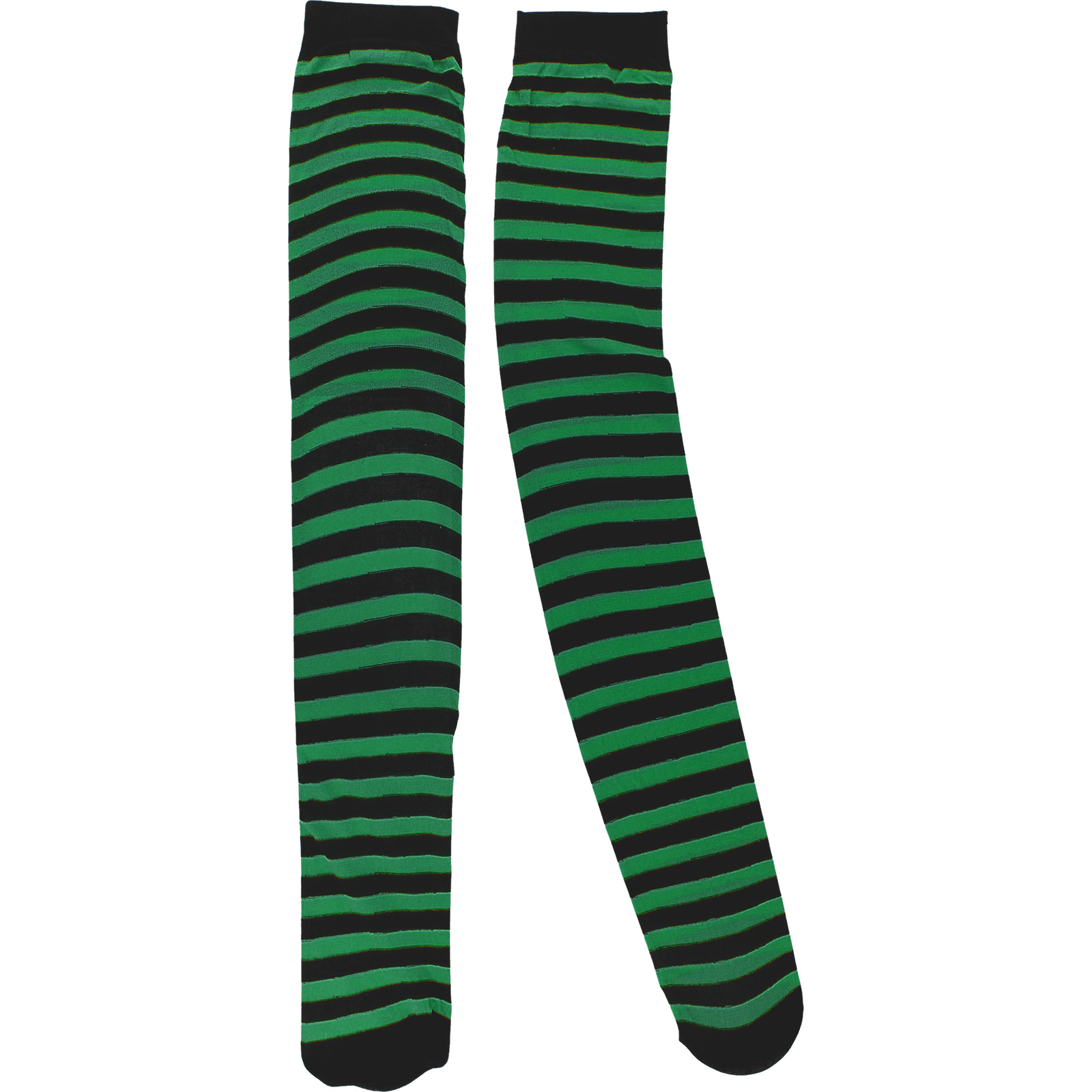 Over The Knee Green & Black Striped Stockings (1 Pair) 