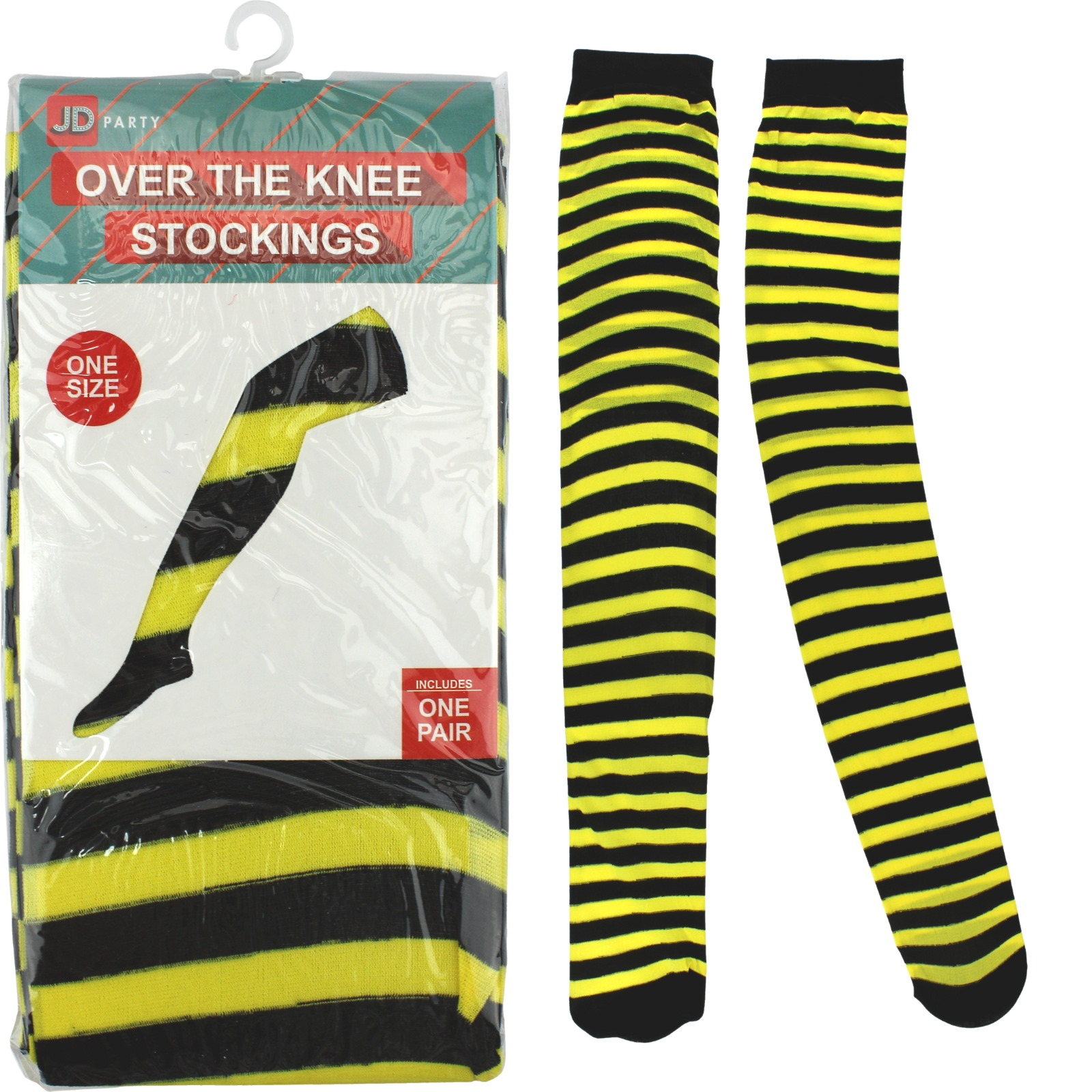Over The Knee Yellow & Black Striped Stockings (1 Pair)