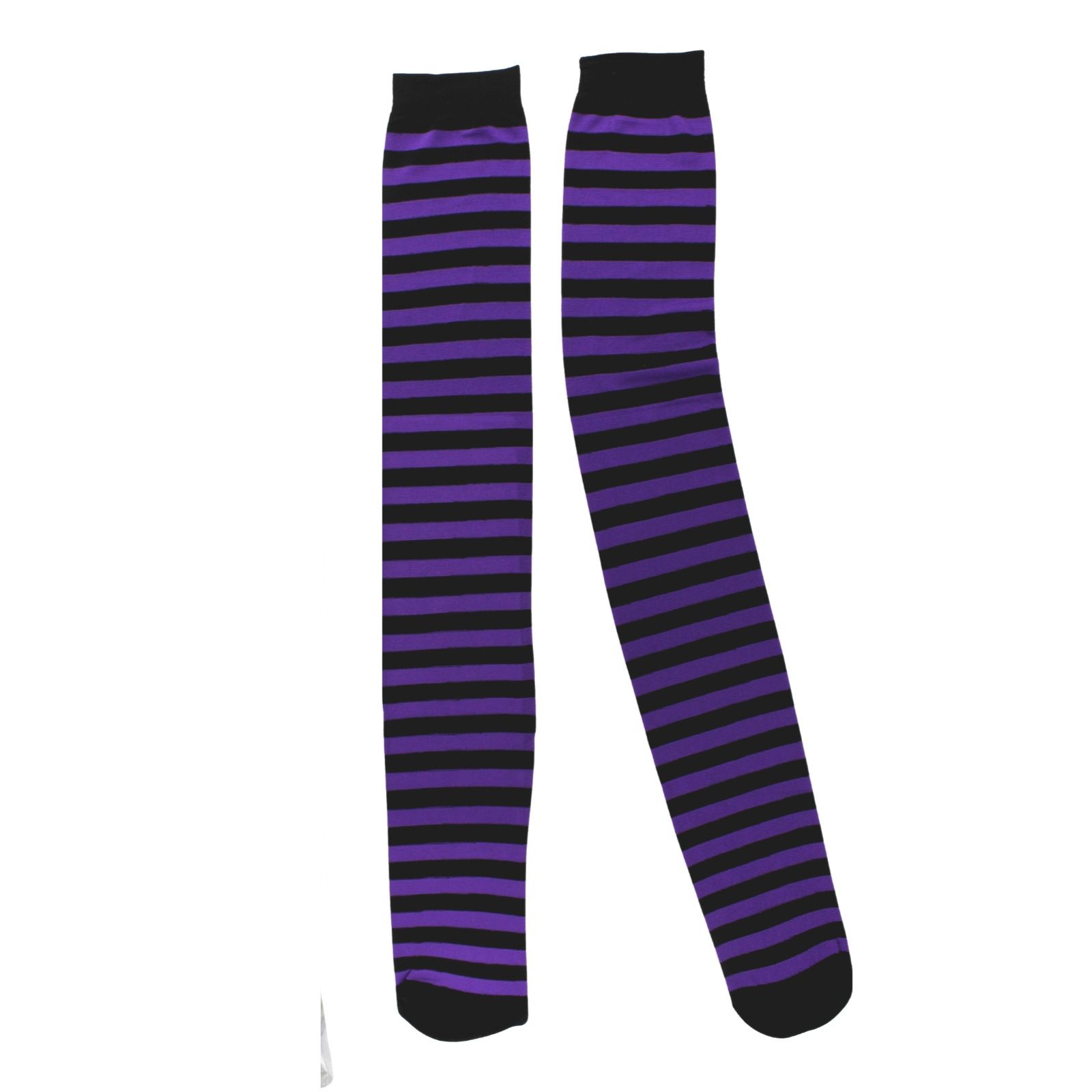 Over The Knee Purple & Black Striped Stockings (1 Pair)