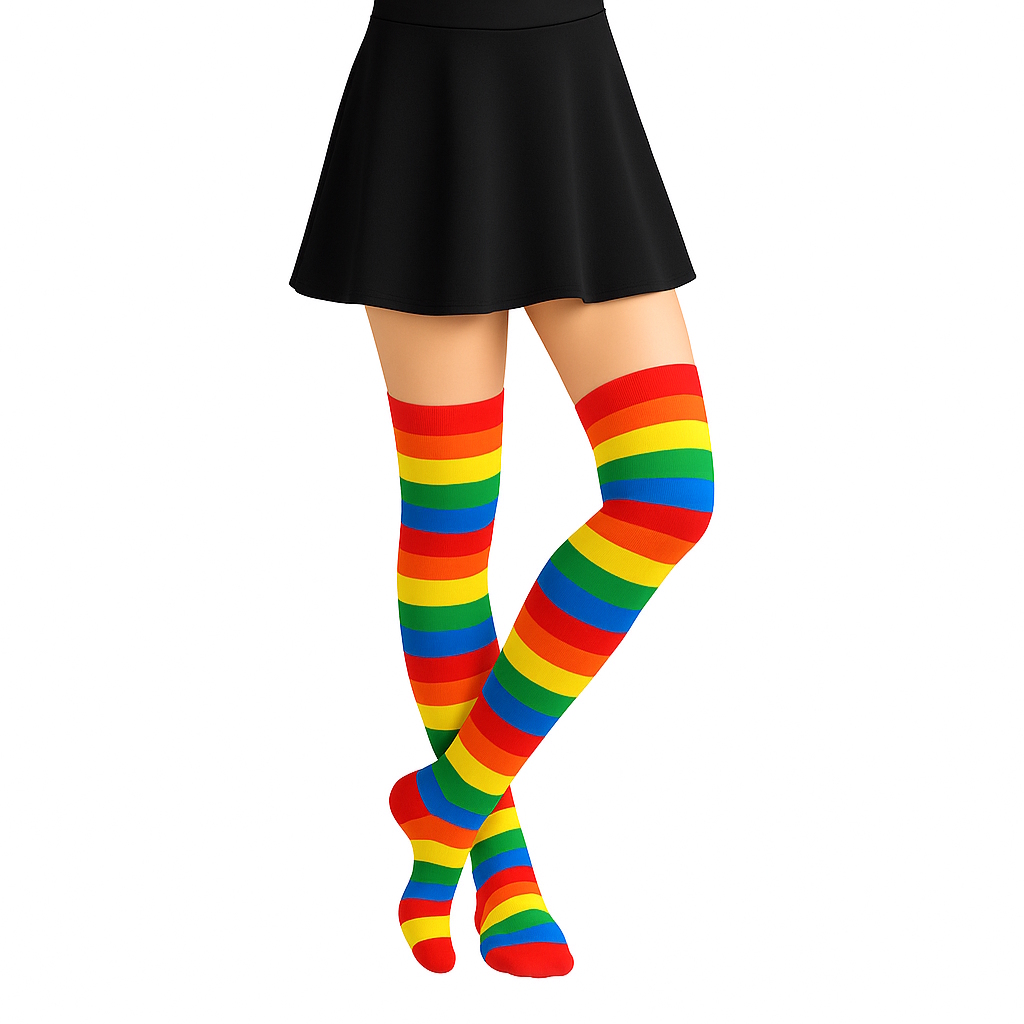 Over The Knee Rainbow Striped Stockings (1 Pair)