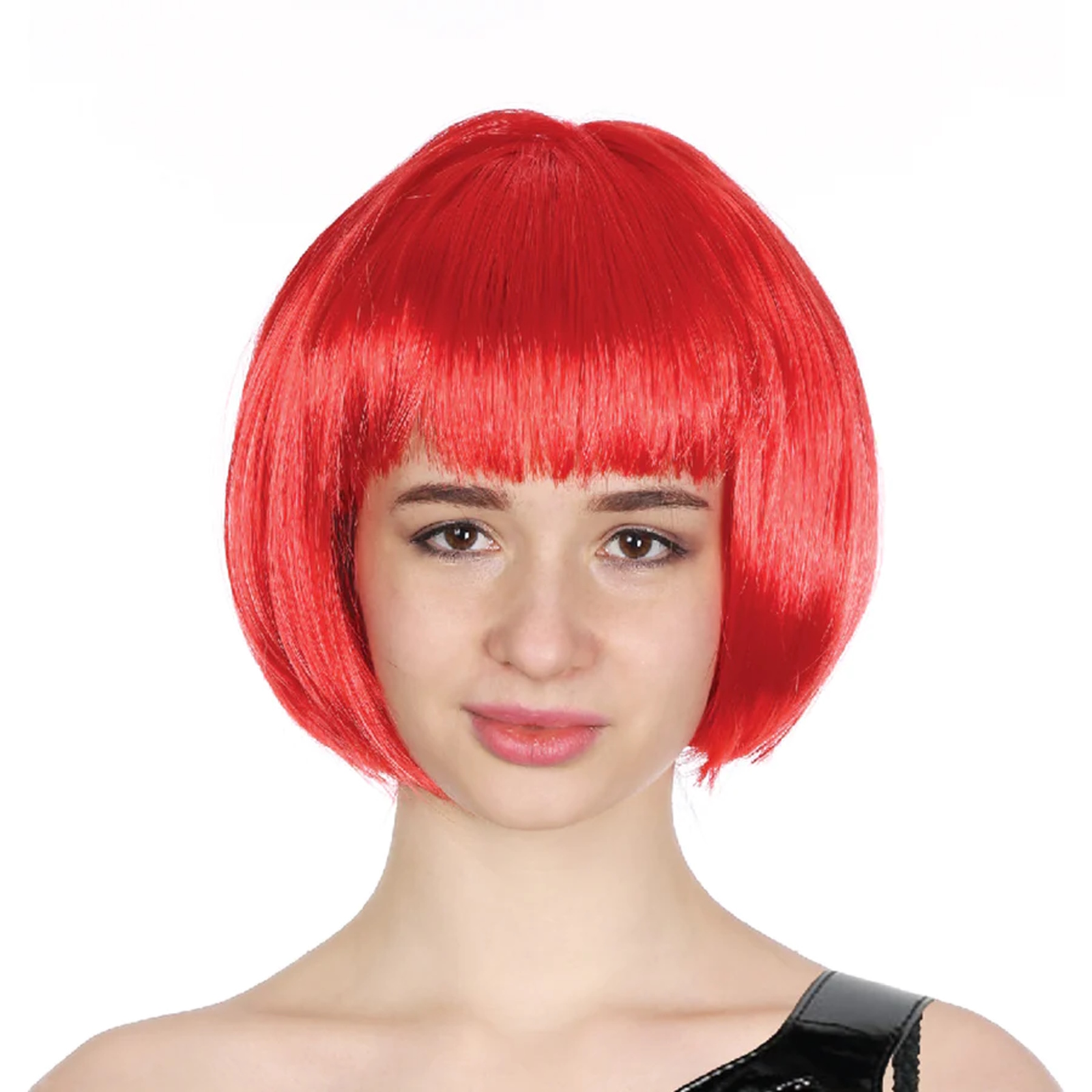 Red Bob Wig With Fringe