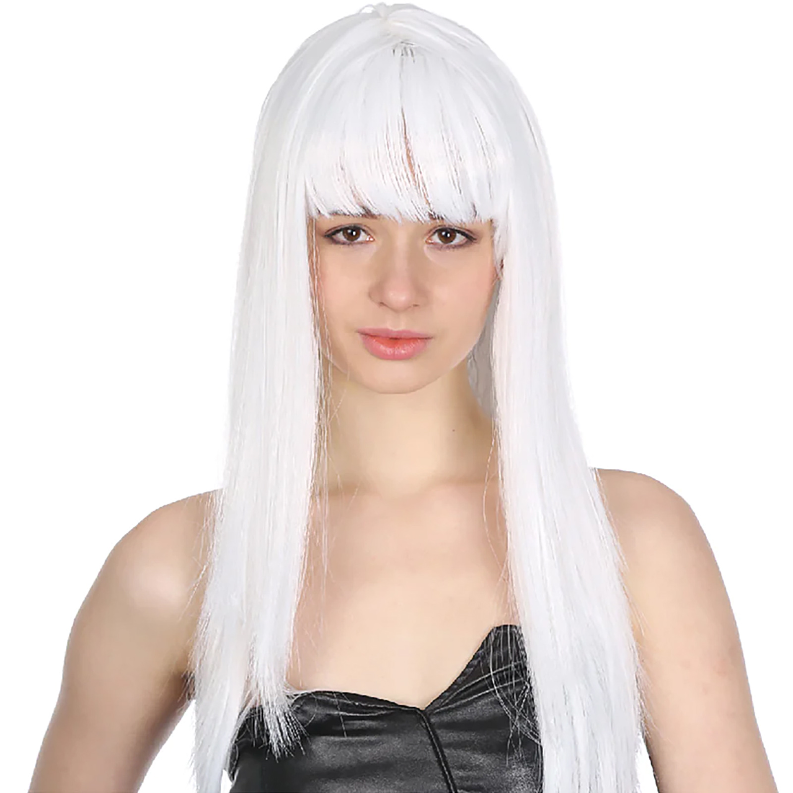 White Long Glamour Wig With Fringe