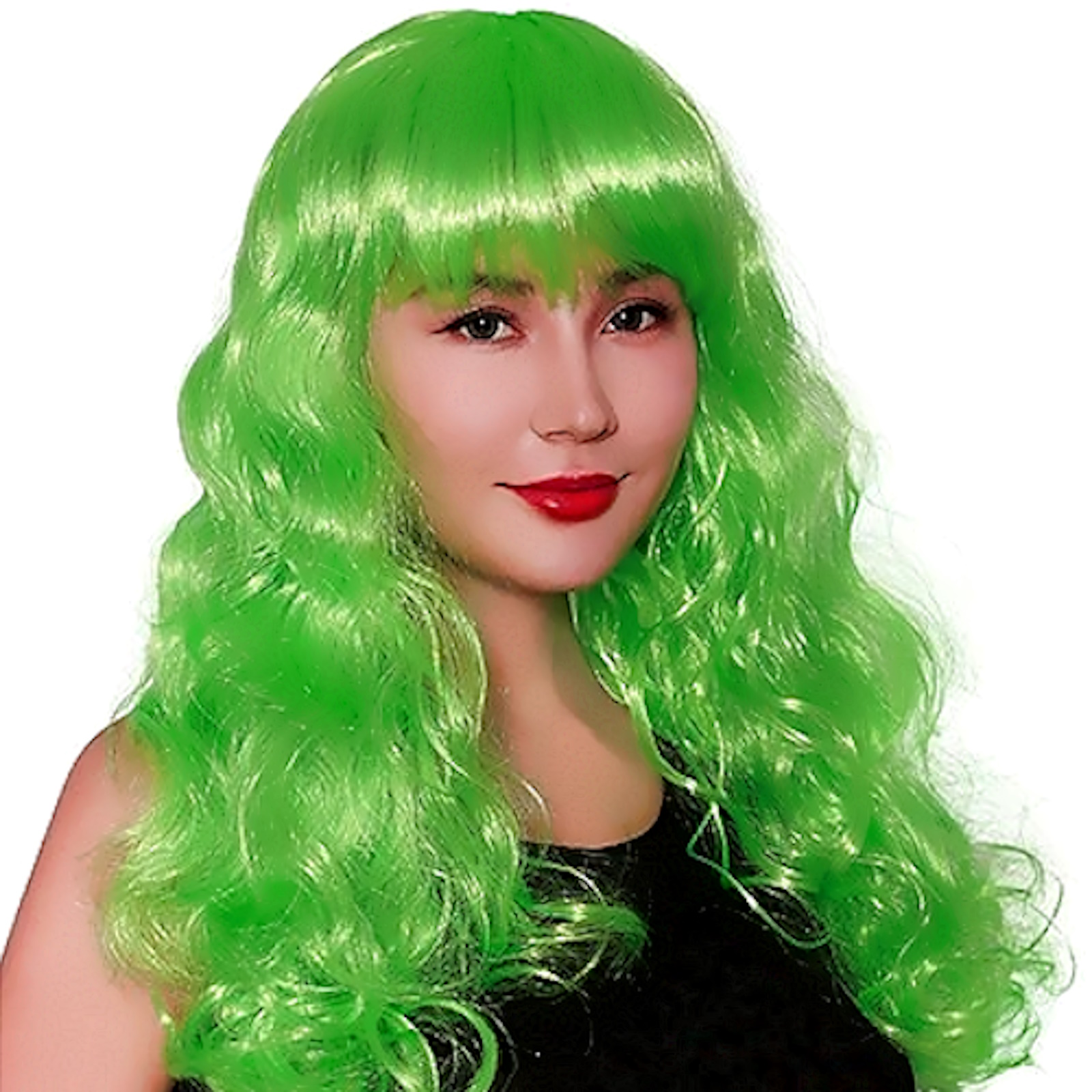 Adult Lime Green Wavy Long Wig