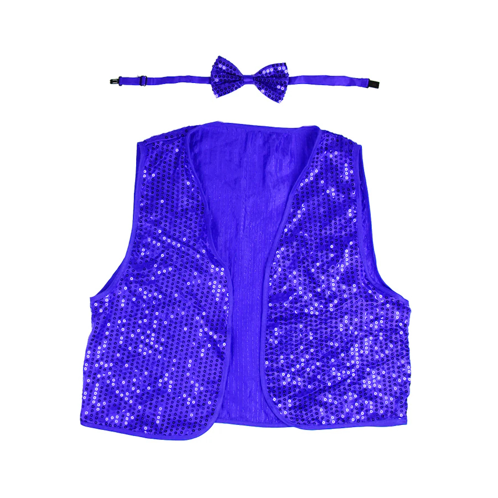 Kids Blue Sequin Bow Tie And Vest Set One Size