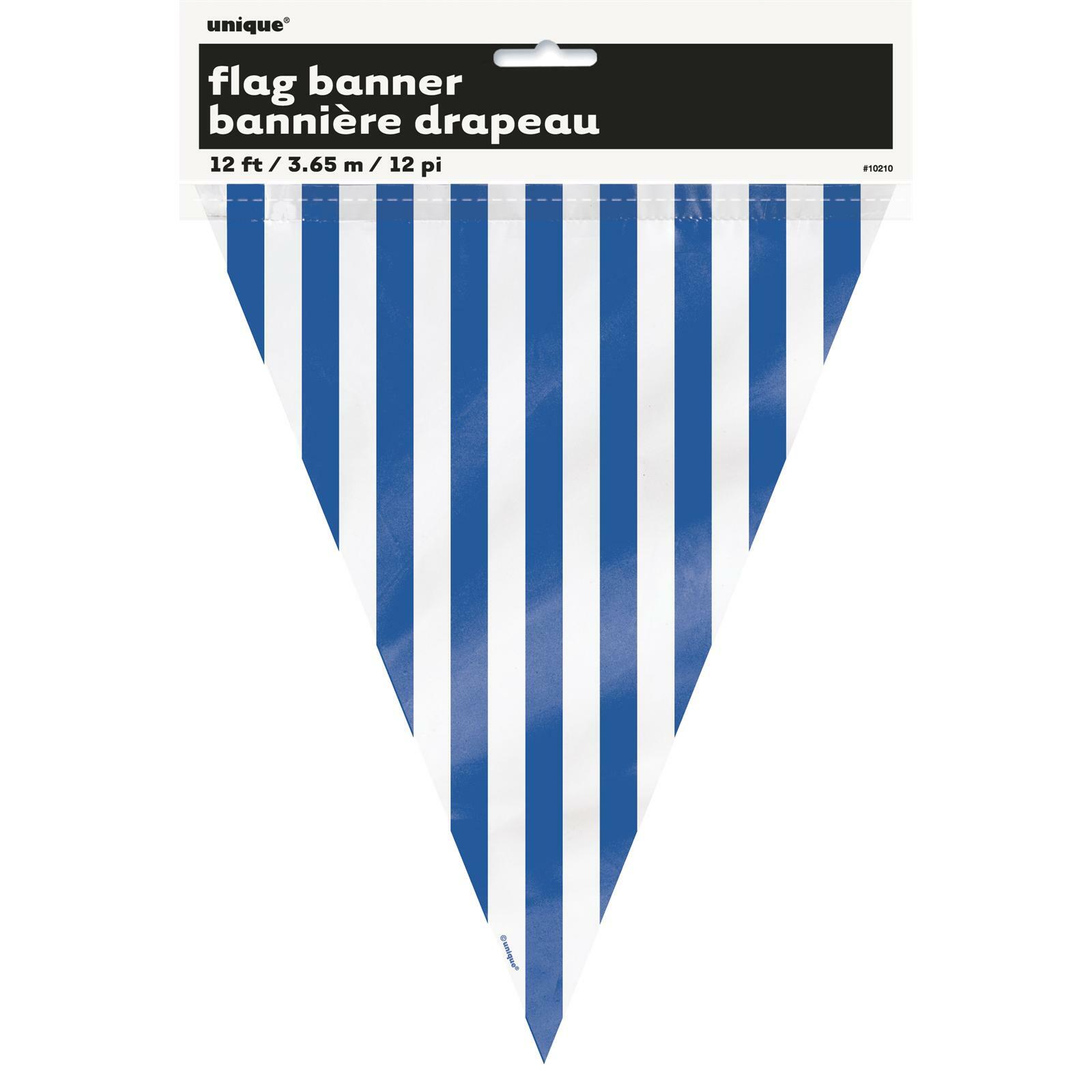 Blue and White Striped Flag Banner