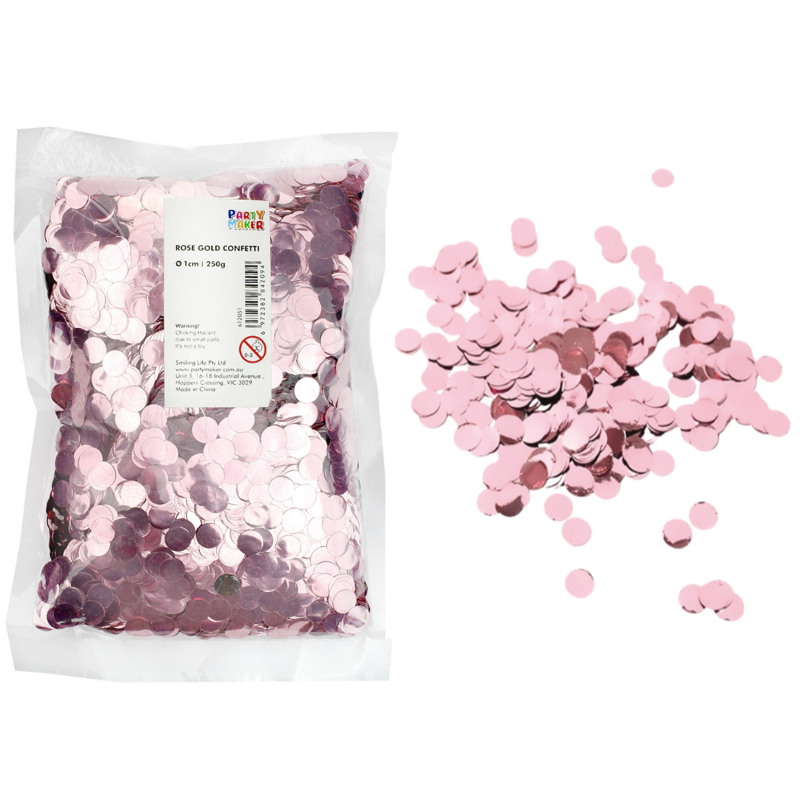 Bulk Metallic Rose Gold Confetti 1cm (250g)