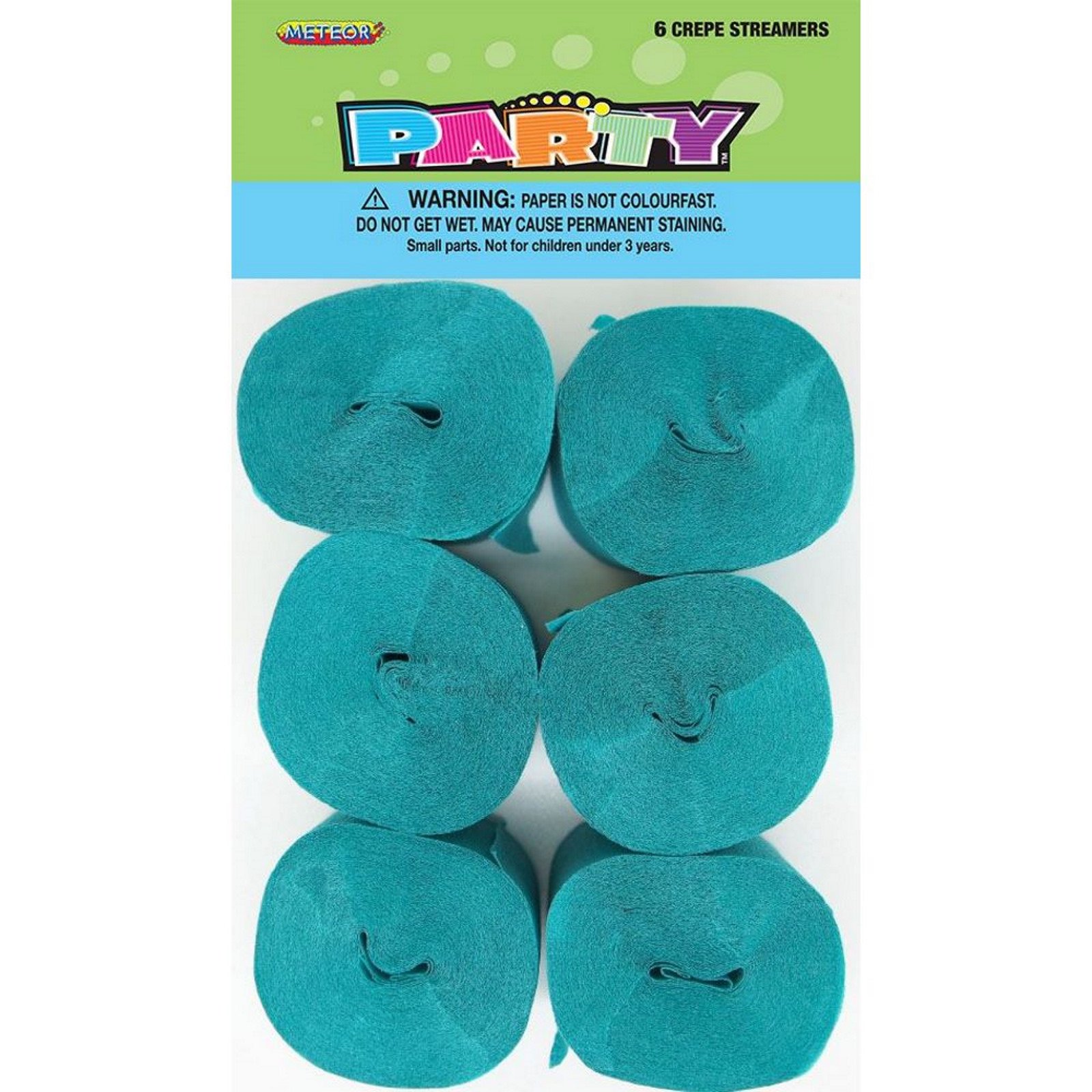 Teal Crepe Streamers (Pack of 6)