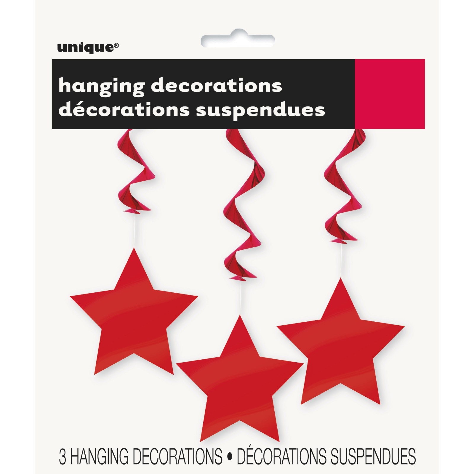 Star Hanging Decorations Red (Pack of 3)