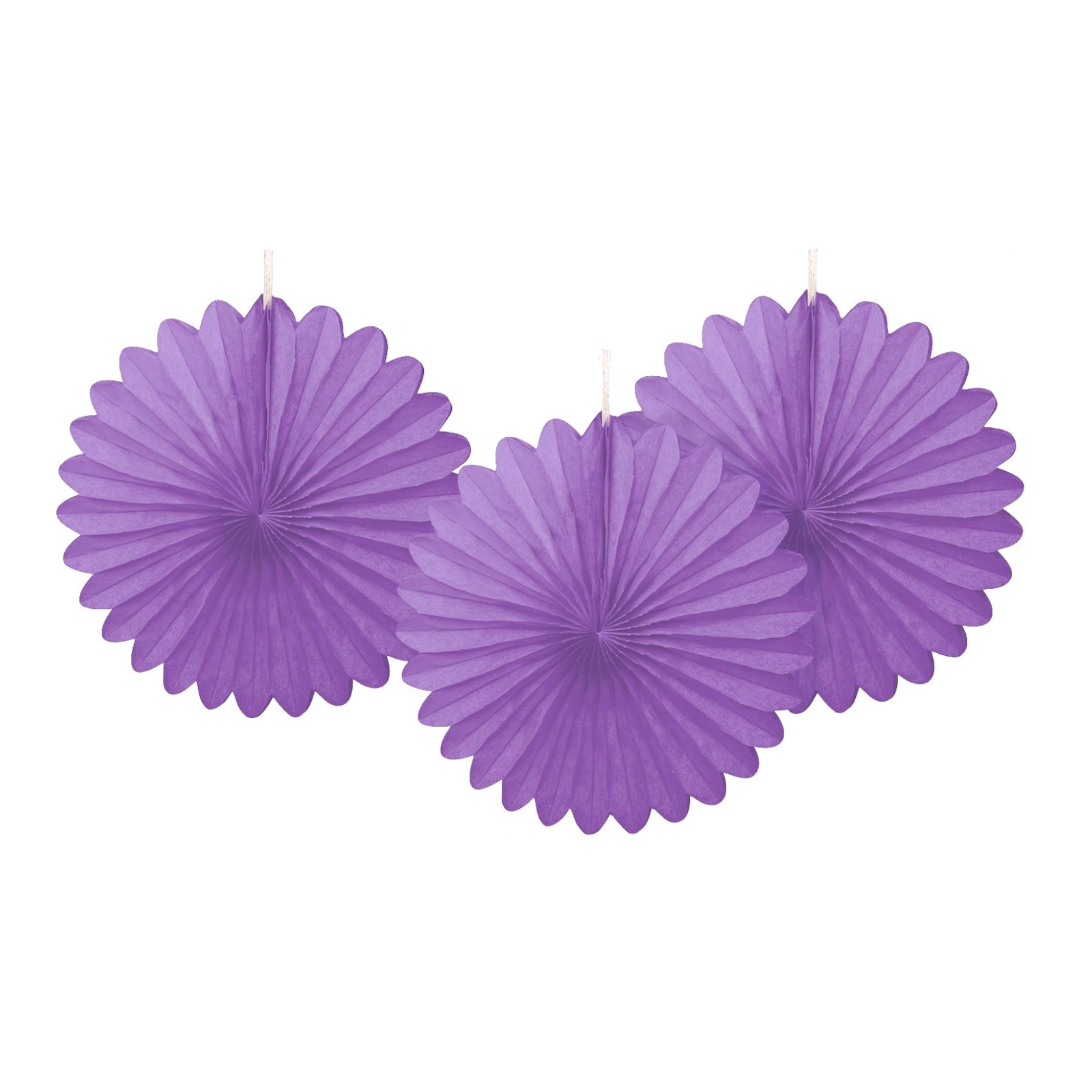 Purple Mini Tissue Paper Fan Decorations (Pack of 3)