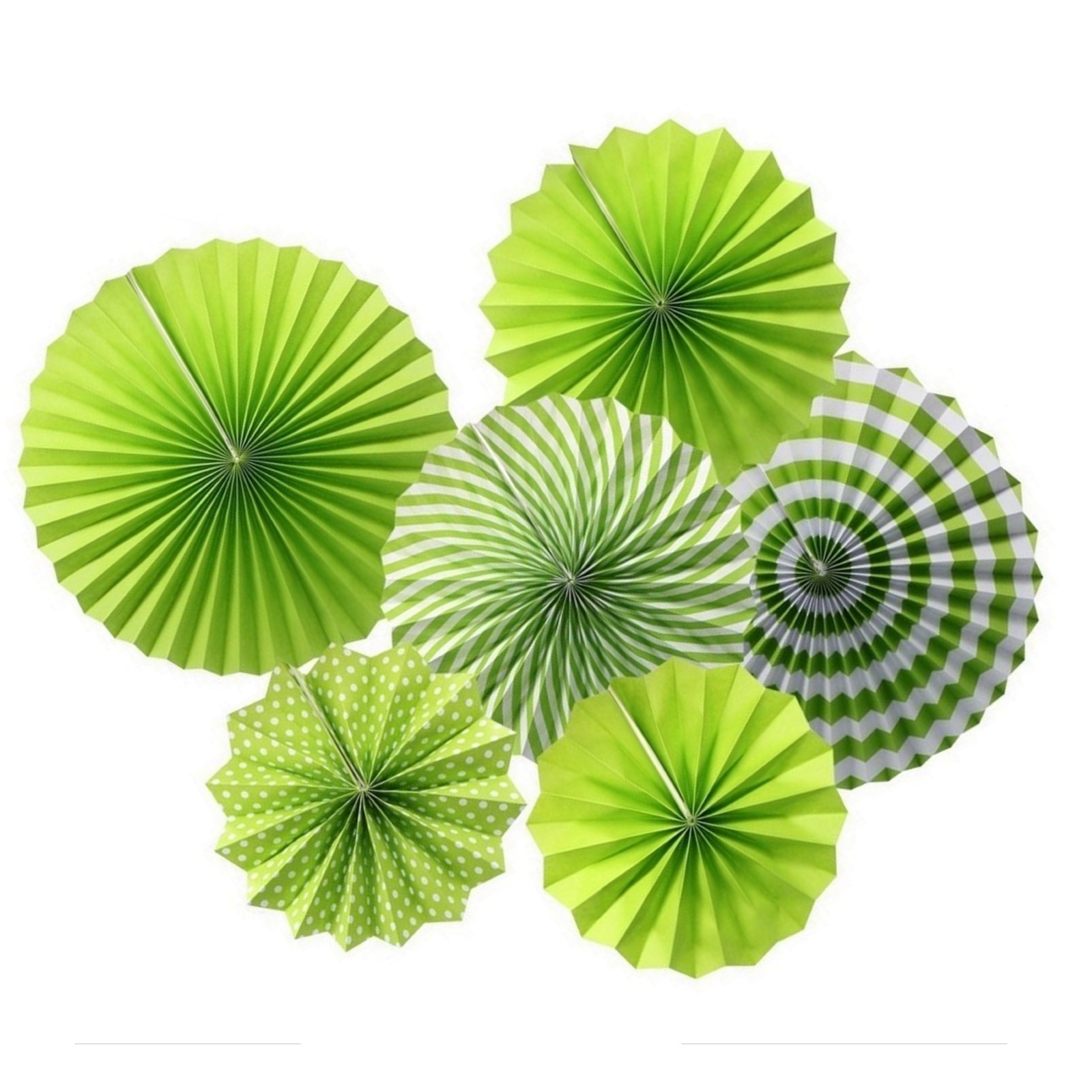 Lime Green Paper Fan Decorations (Pack of 6)