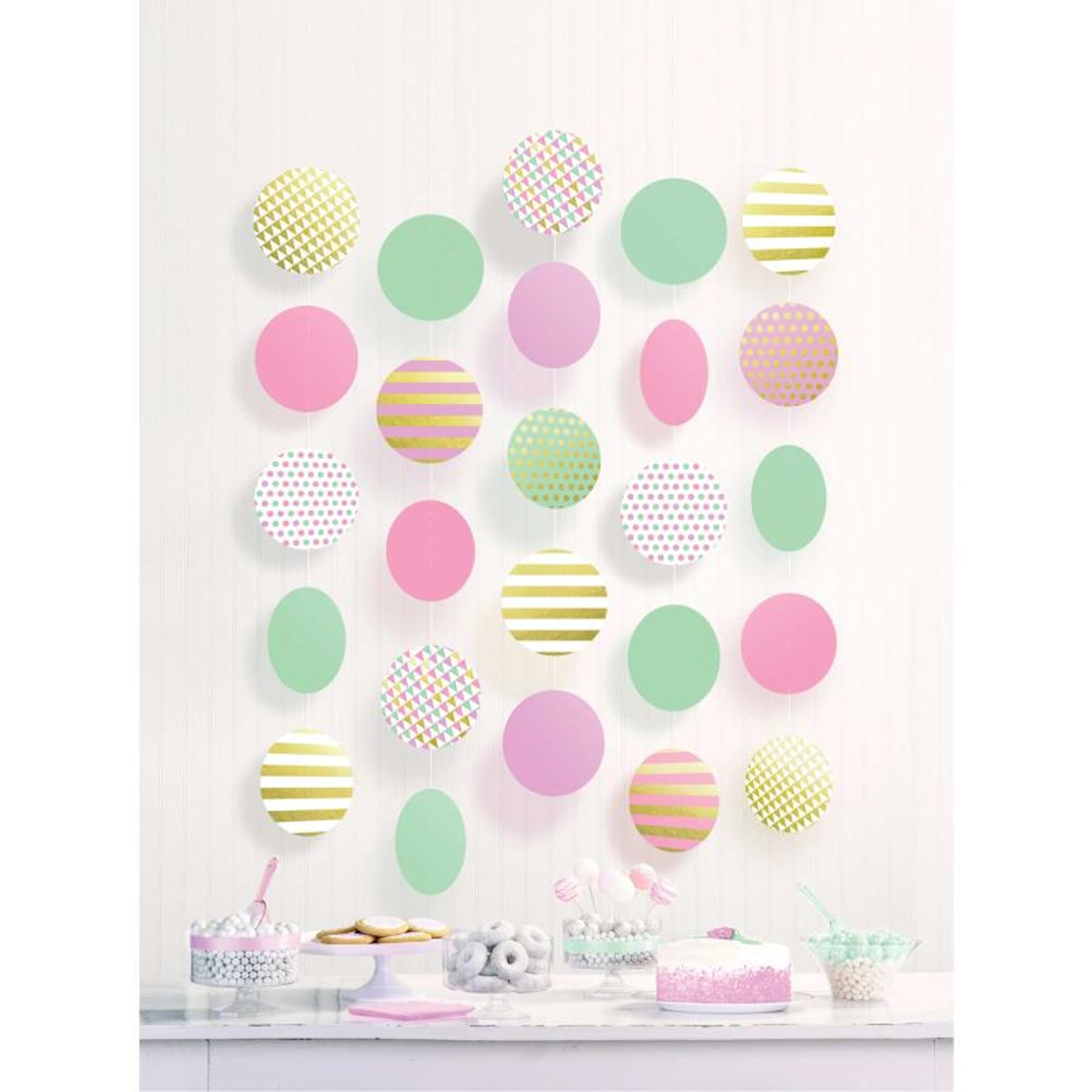 Pastel Circle Hanging Decorations (Pack of 5)