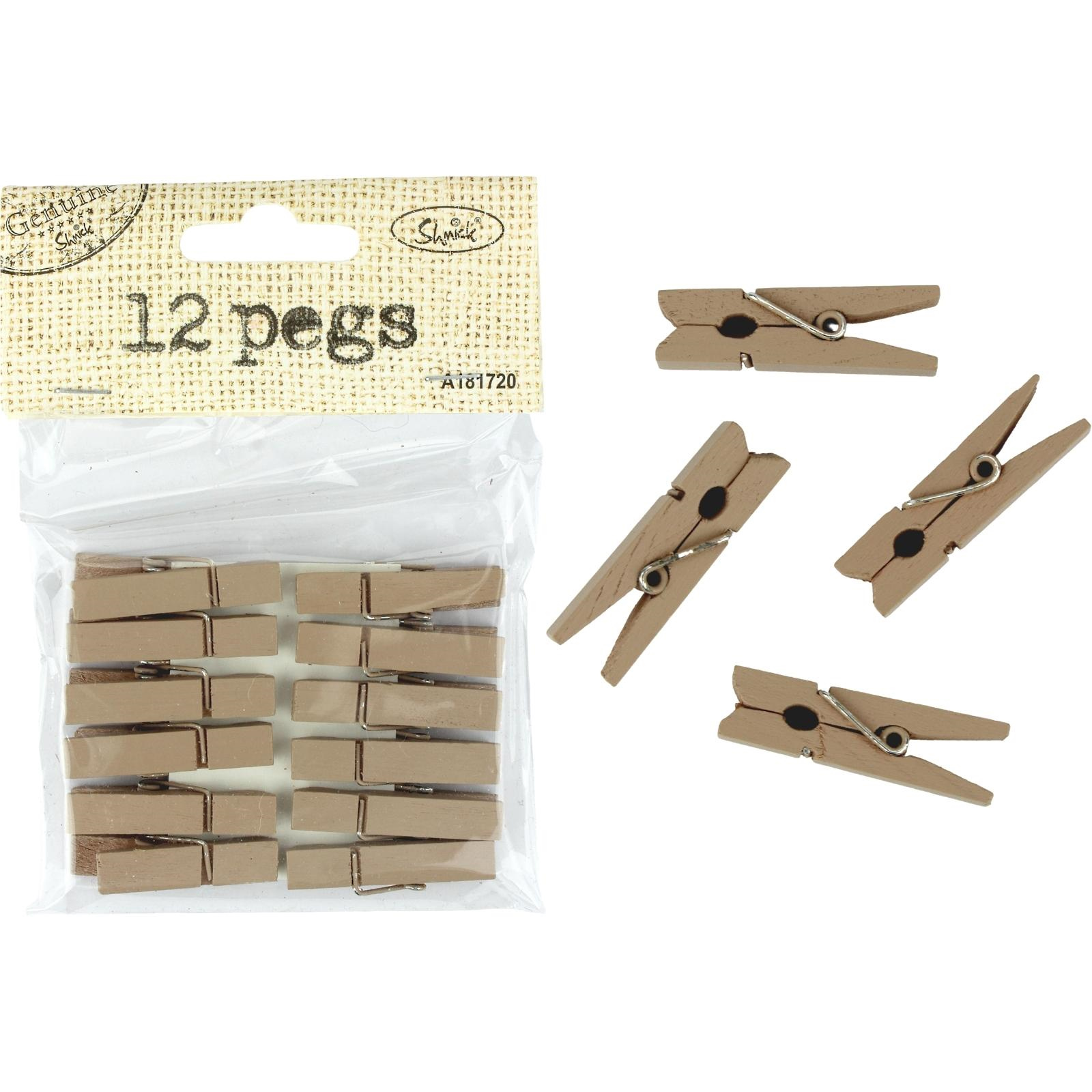 Mini Wooden Craft Pegs (Pack of 12)