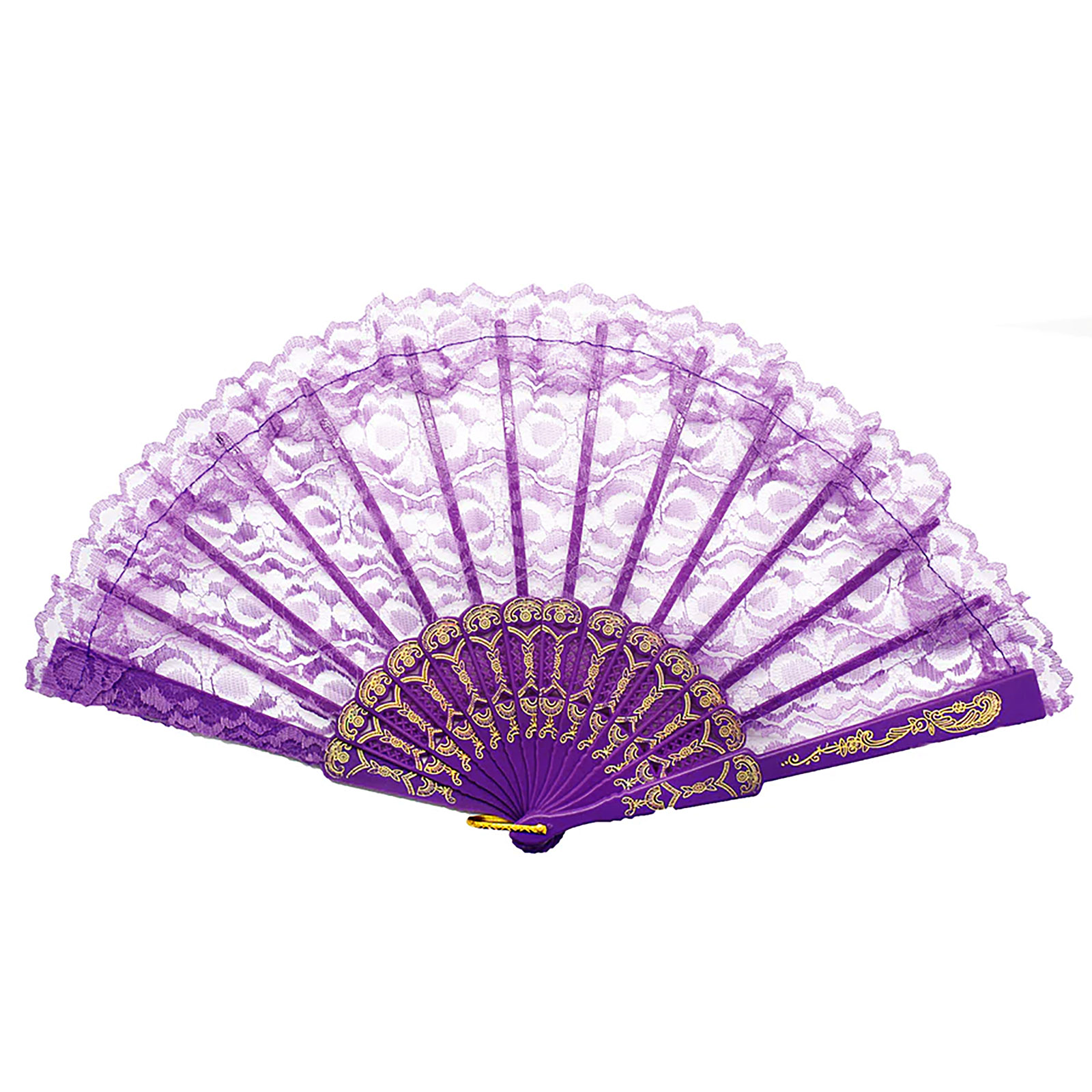 Purple Lace Hand Held Fan