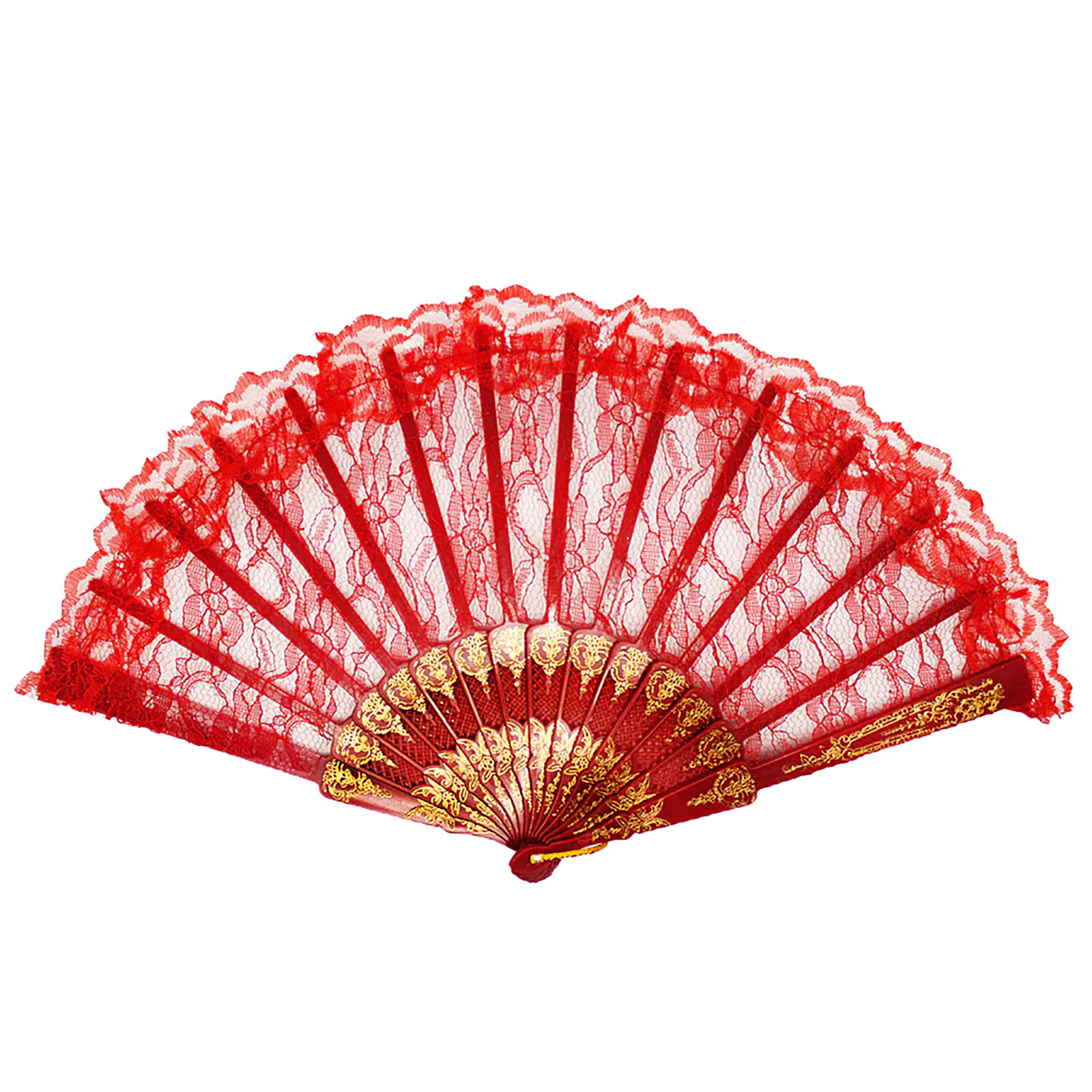 Red Lace Hand Held Fan