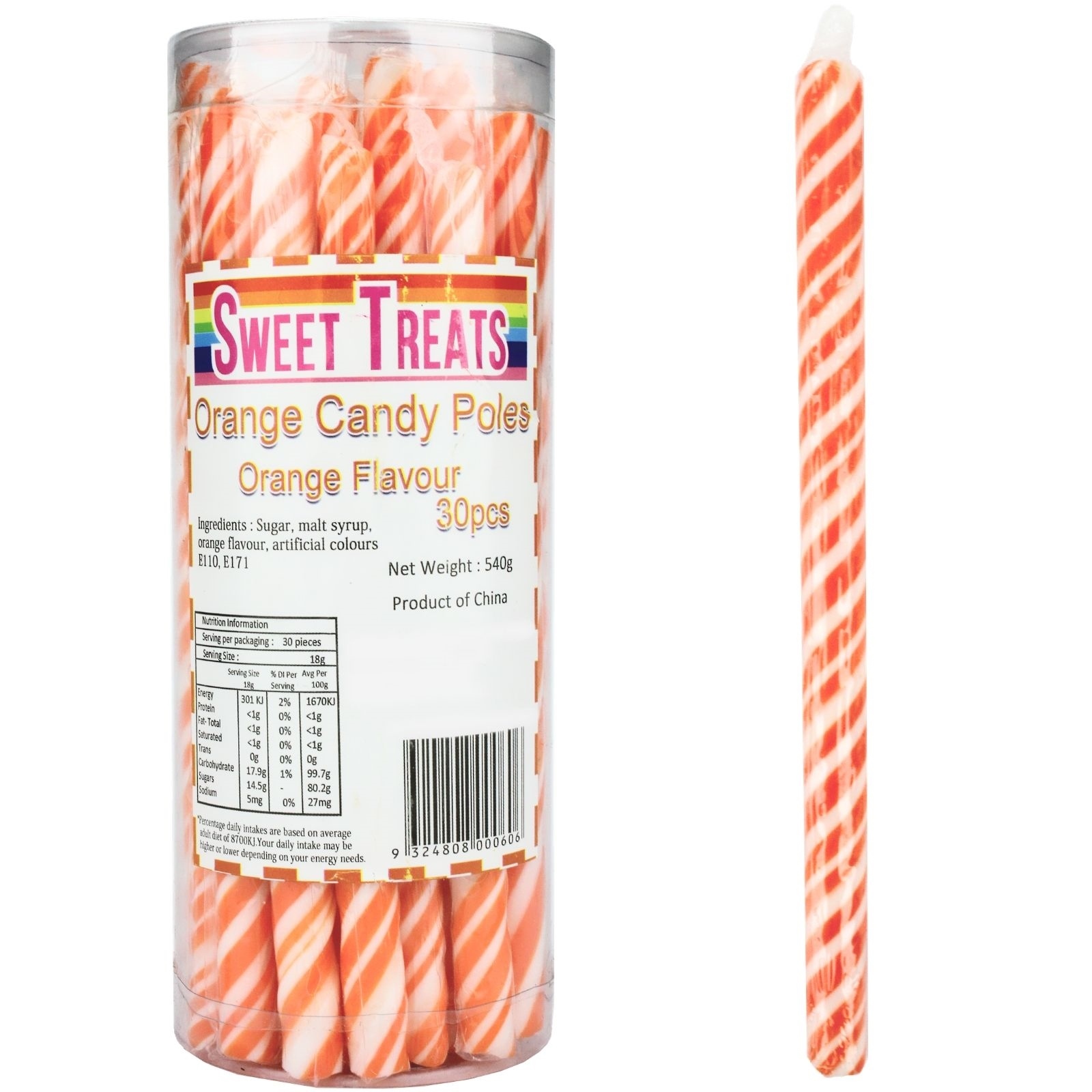 Orange Swirl Candy Poles (Pack of 30)