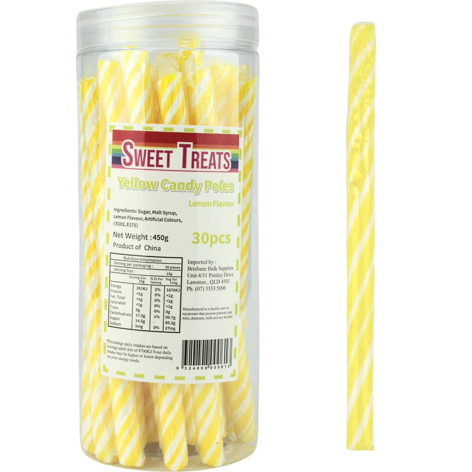 Yellow Swirl Candy Poles (Pack of 30)