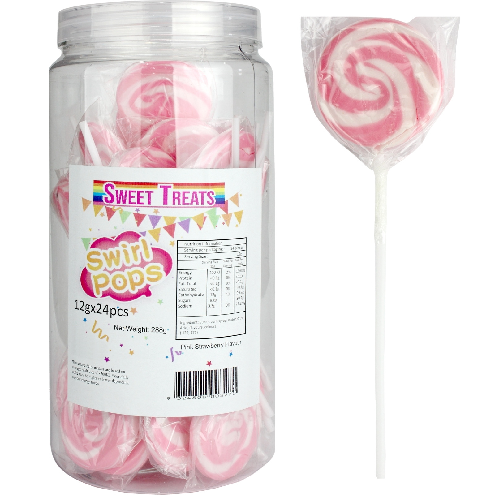 Pink Swirl Lollipops (Pack of 24)
