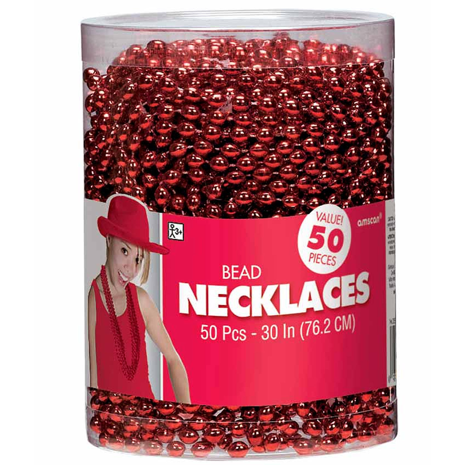 Red Bead Necklaces (Bulk Pack of 50)