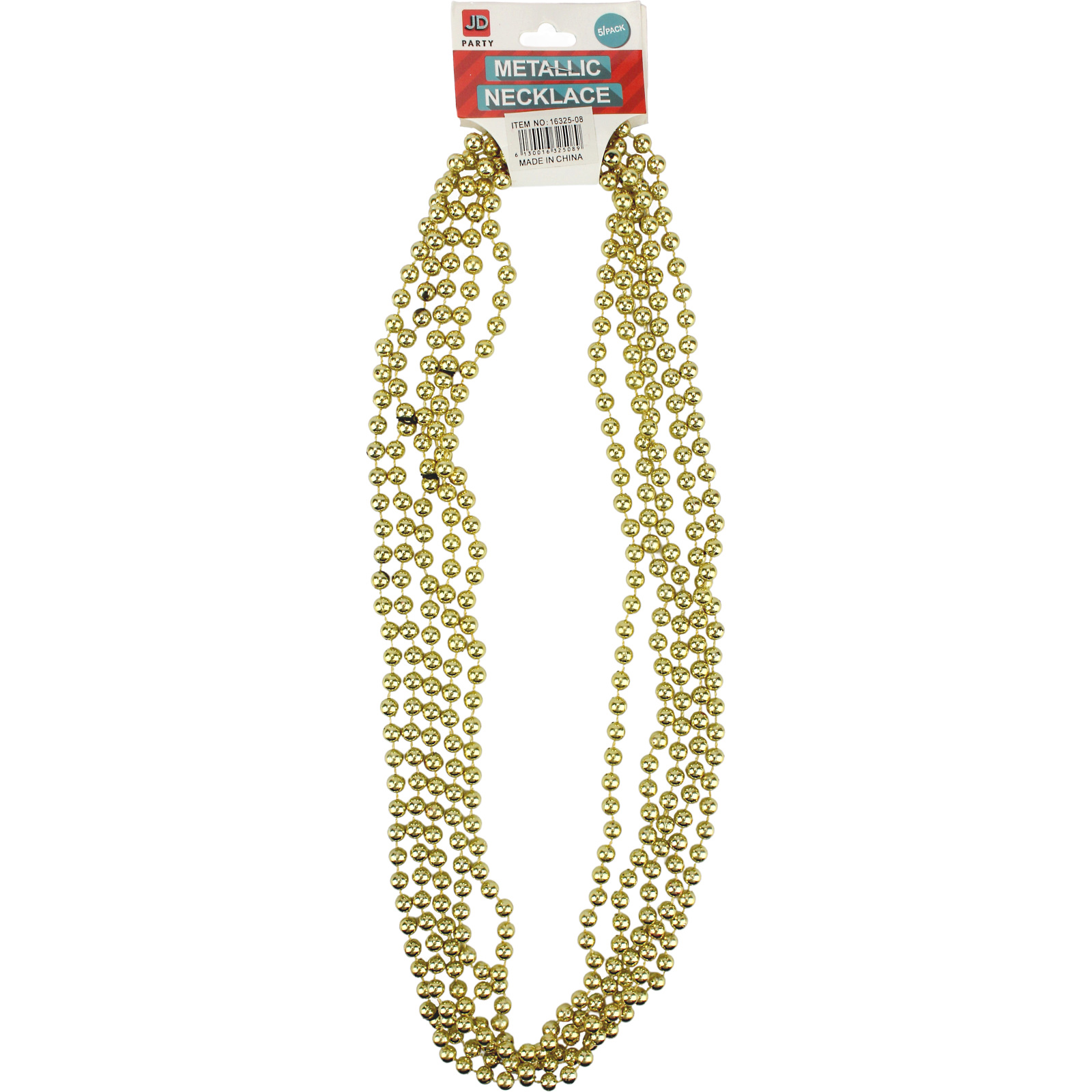 Metallic Gold Bead Necklaces (Pack of 5)