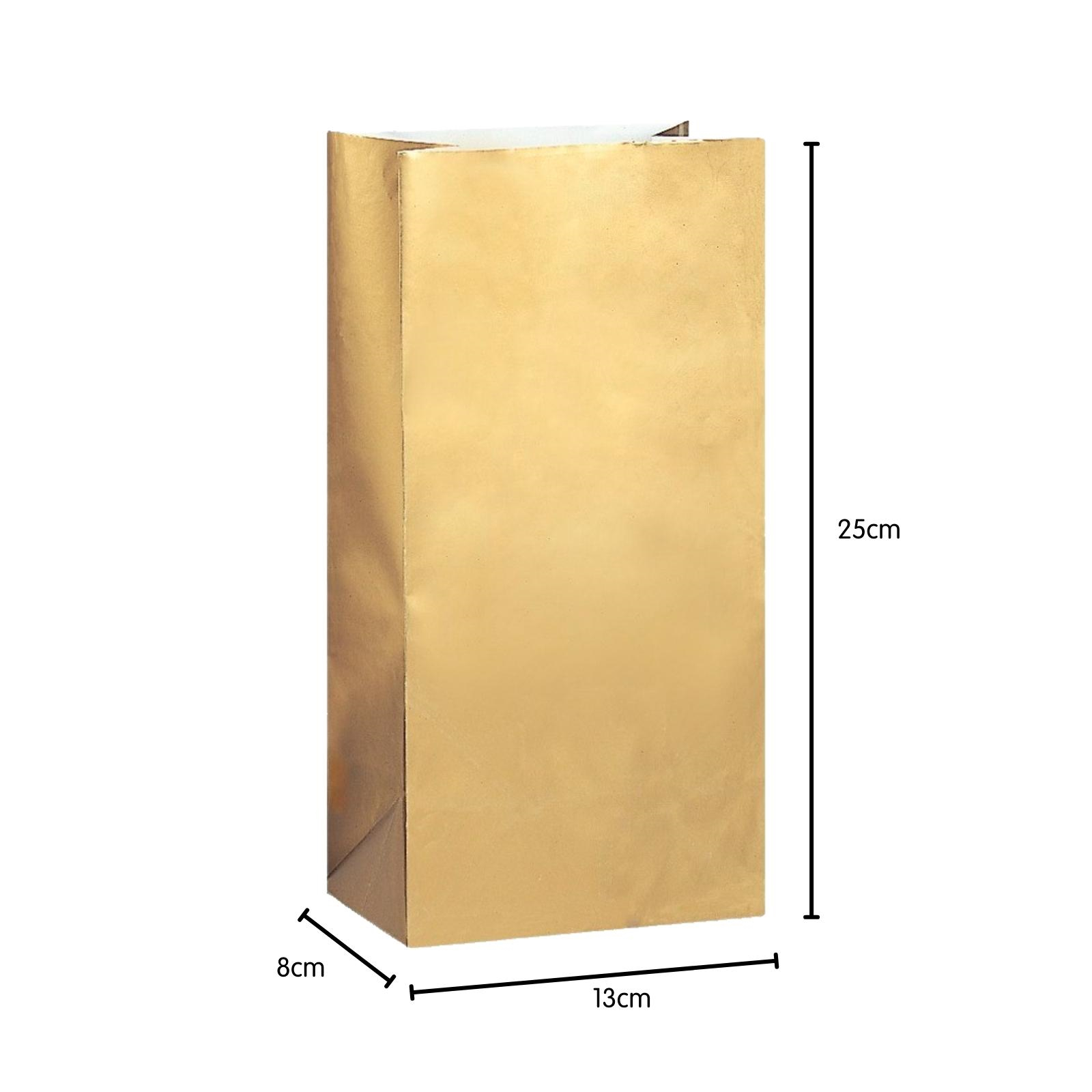 Gold Paper Party Bags (Pack of 10) Gold Coloured Party Supplies Party by Colour Party