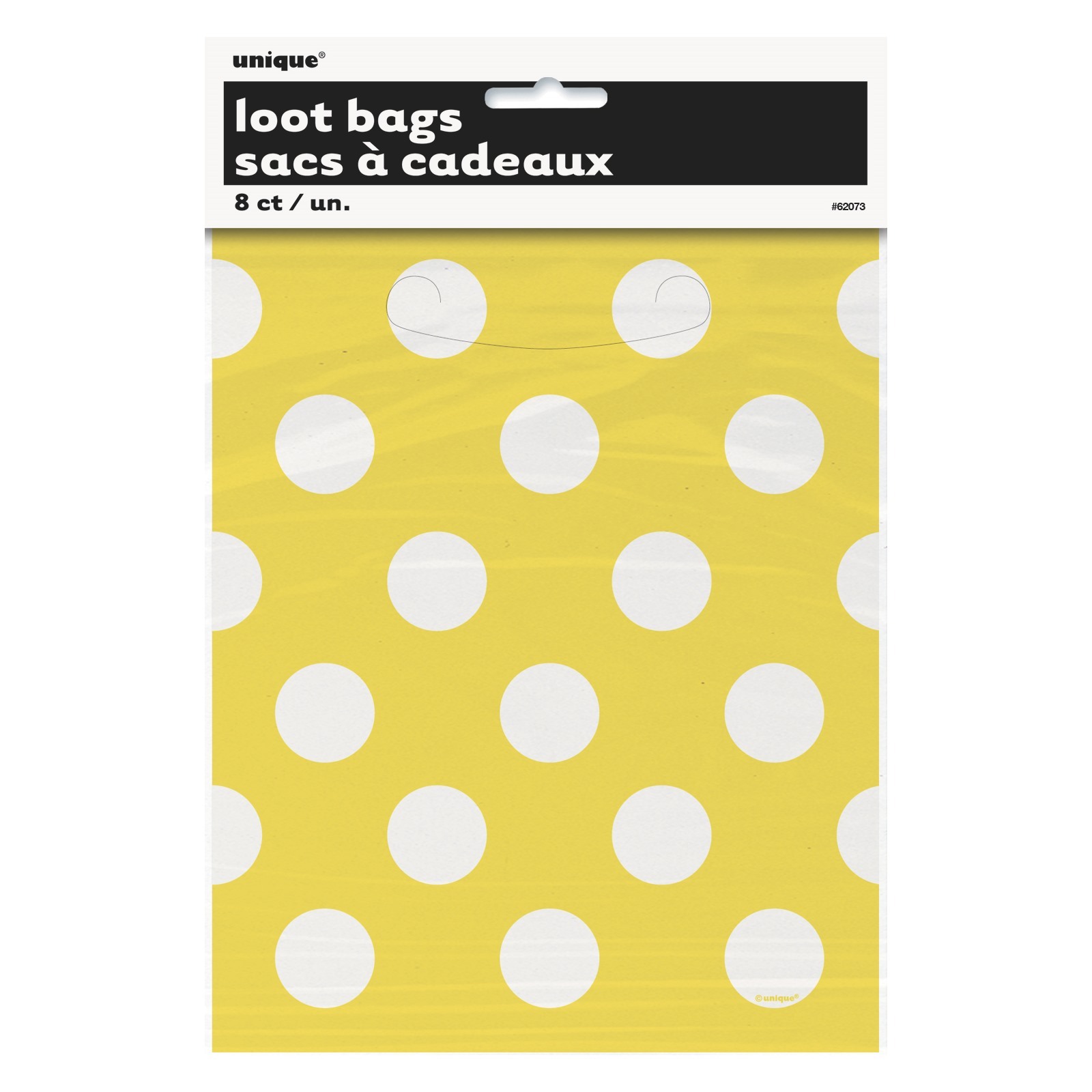 Yellow Polkadot Plastic Lolly/Treat Bags (Pack of 8)
