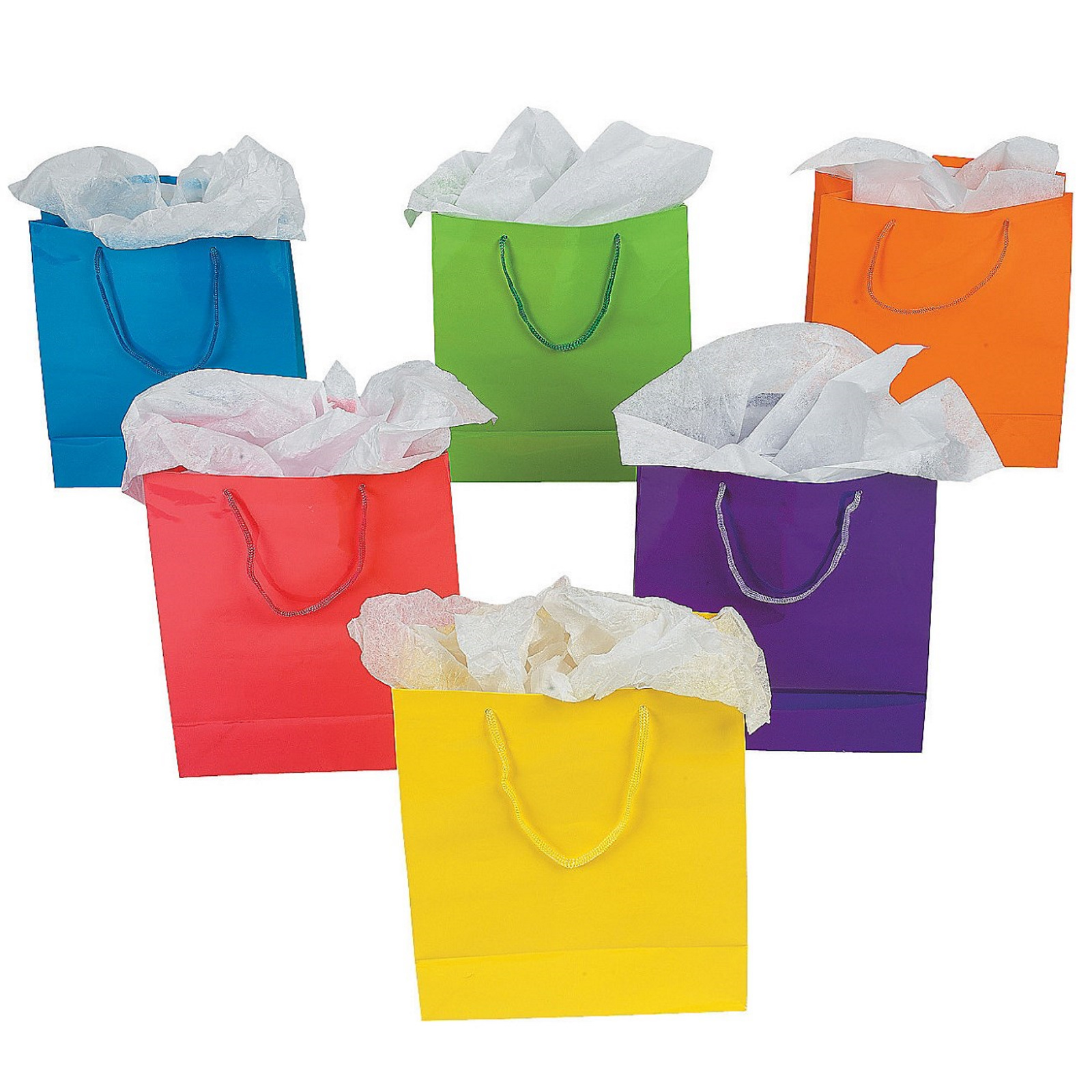 Medium Coloured Paper Gift Bags (Pack of 12)
