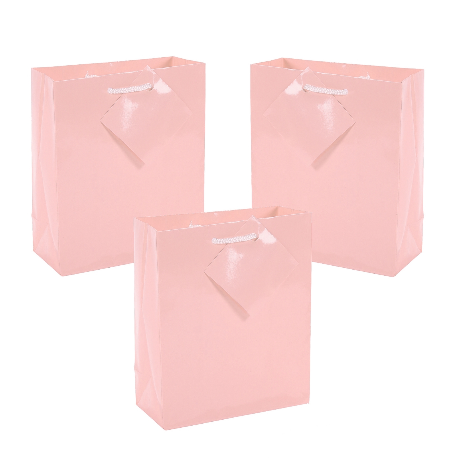 Small Light Pink Paper Gift Bags (Pack of 12)