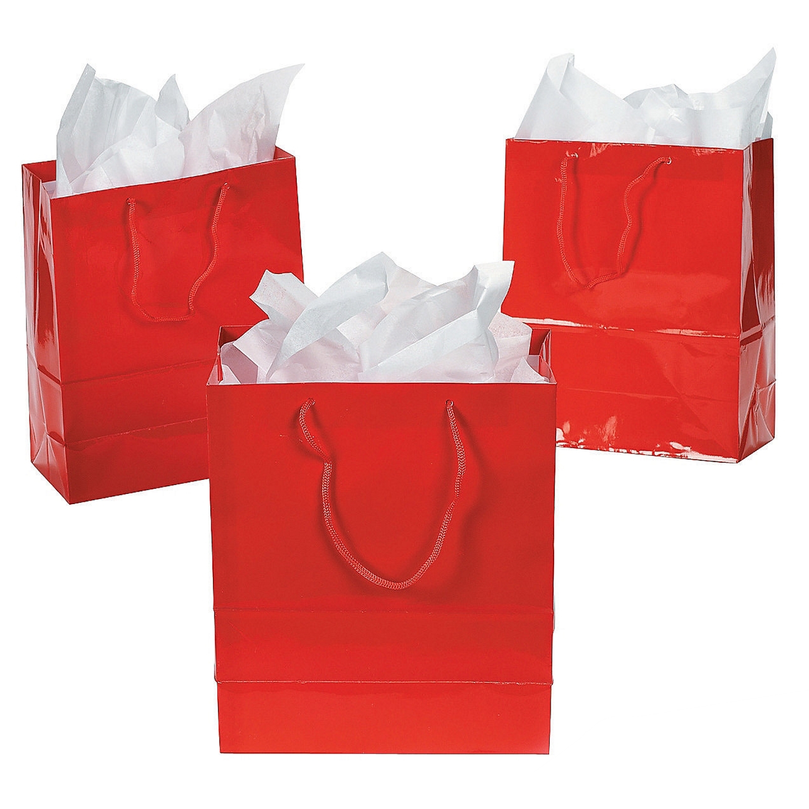 Medium Red Paper Gift Bags (Pack of 12)