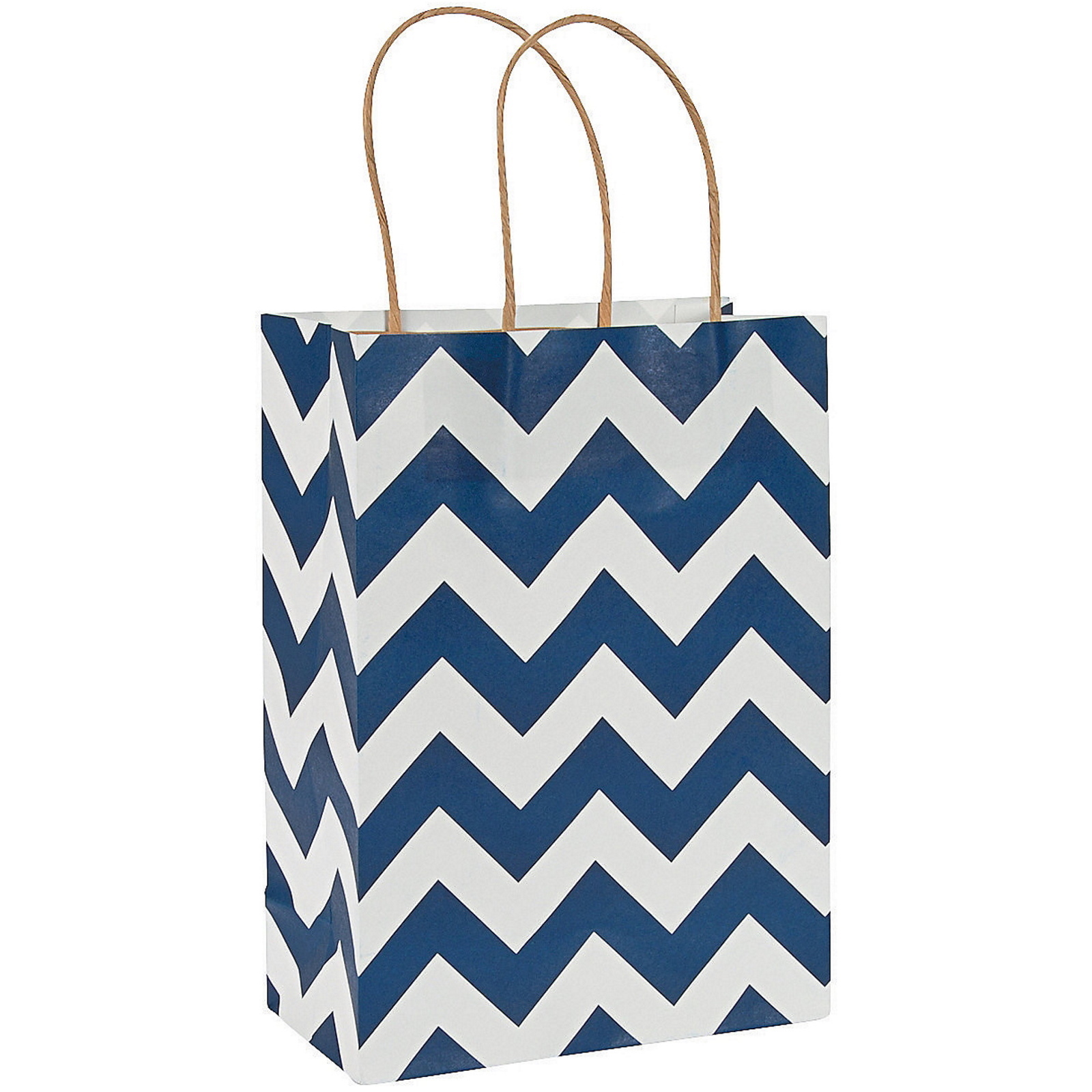 Navy Blue Chevron Paper Gift Bags 22.7cm (Pack of 12)