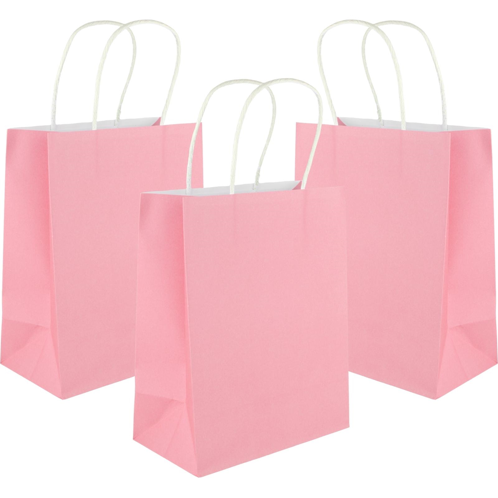 Pink Kraft Paper Gift Bags 22cm (Pack of 5)
