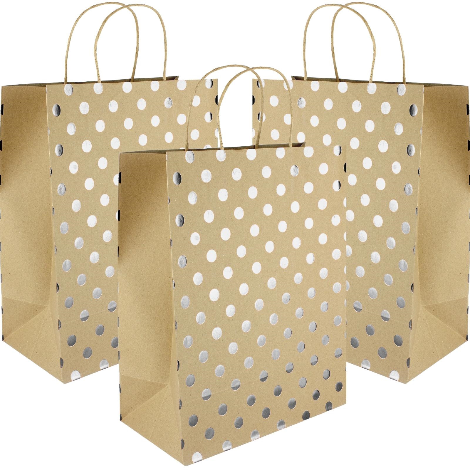 Brown Kraft and Silver Foil Dot Paper Gift Bags 32cm (Pack of 5) 