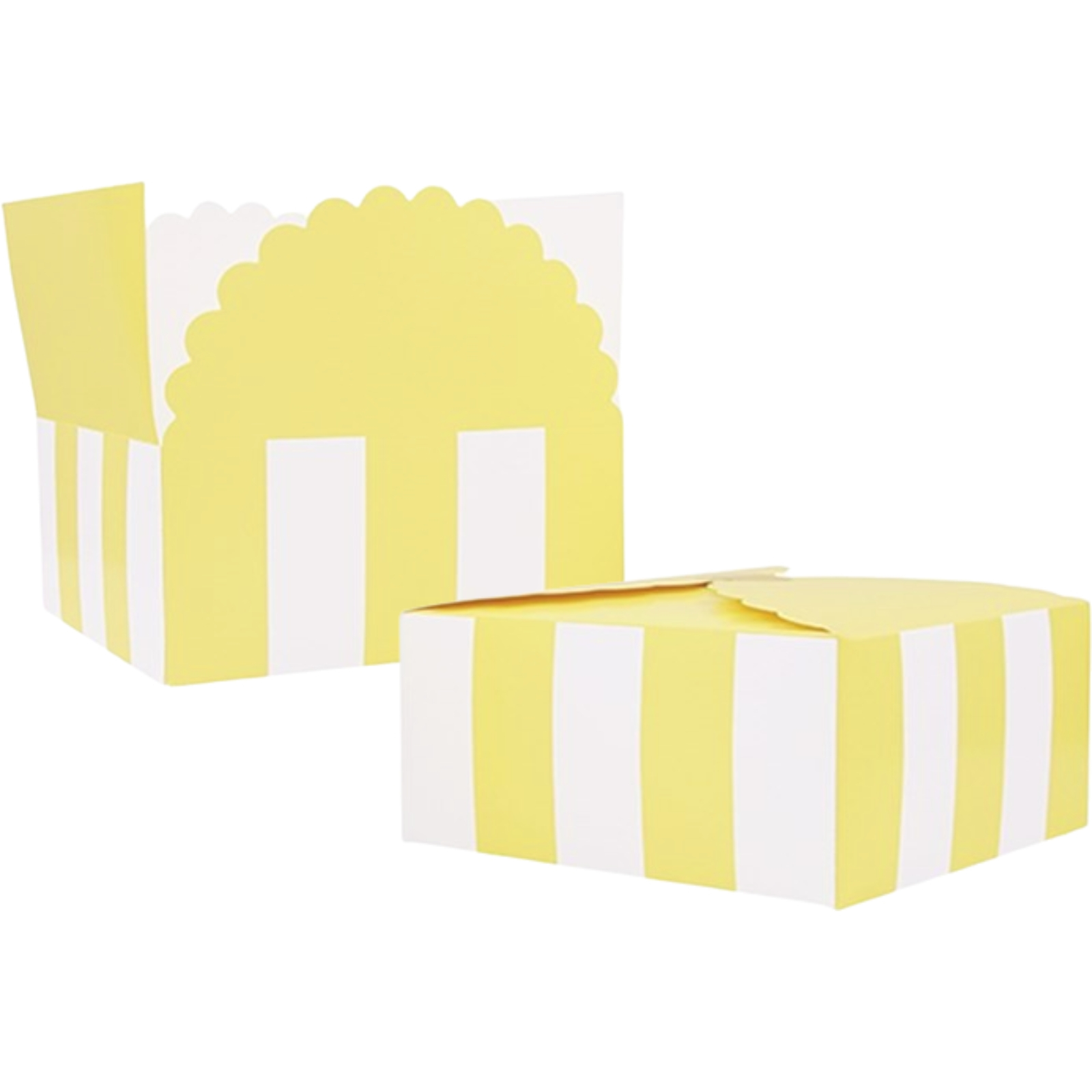Light Yellow and White Stripe Patisserie Boxes (Pack of 6)