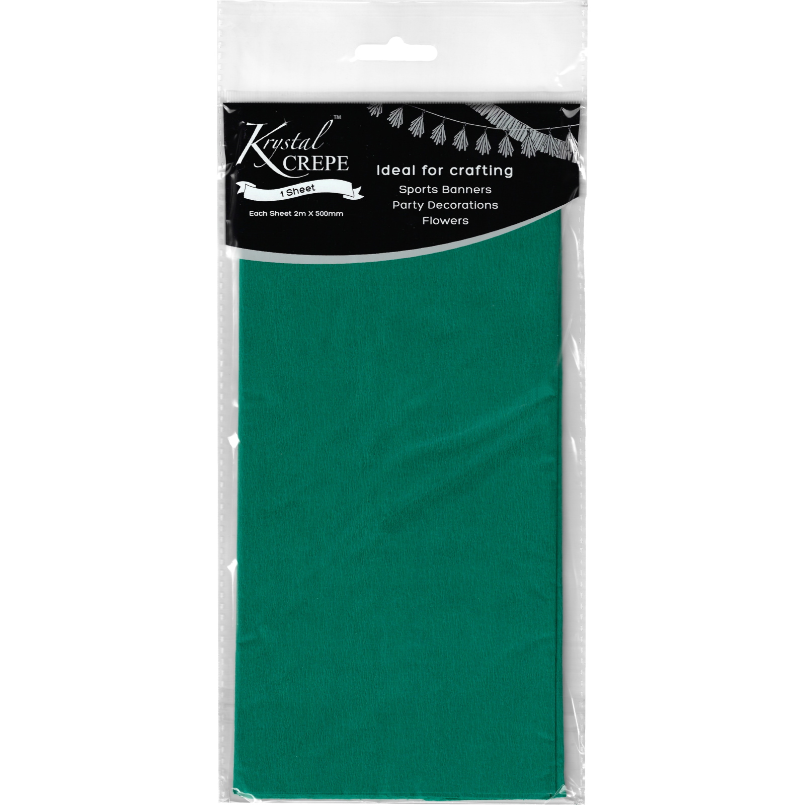 Krystal Forest Green Crepe Paper (1 Sheet) 