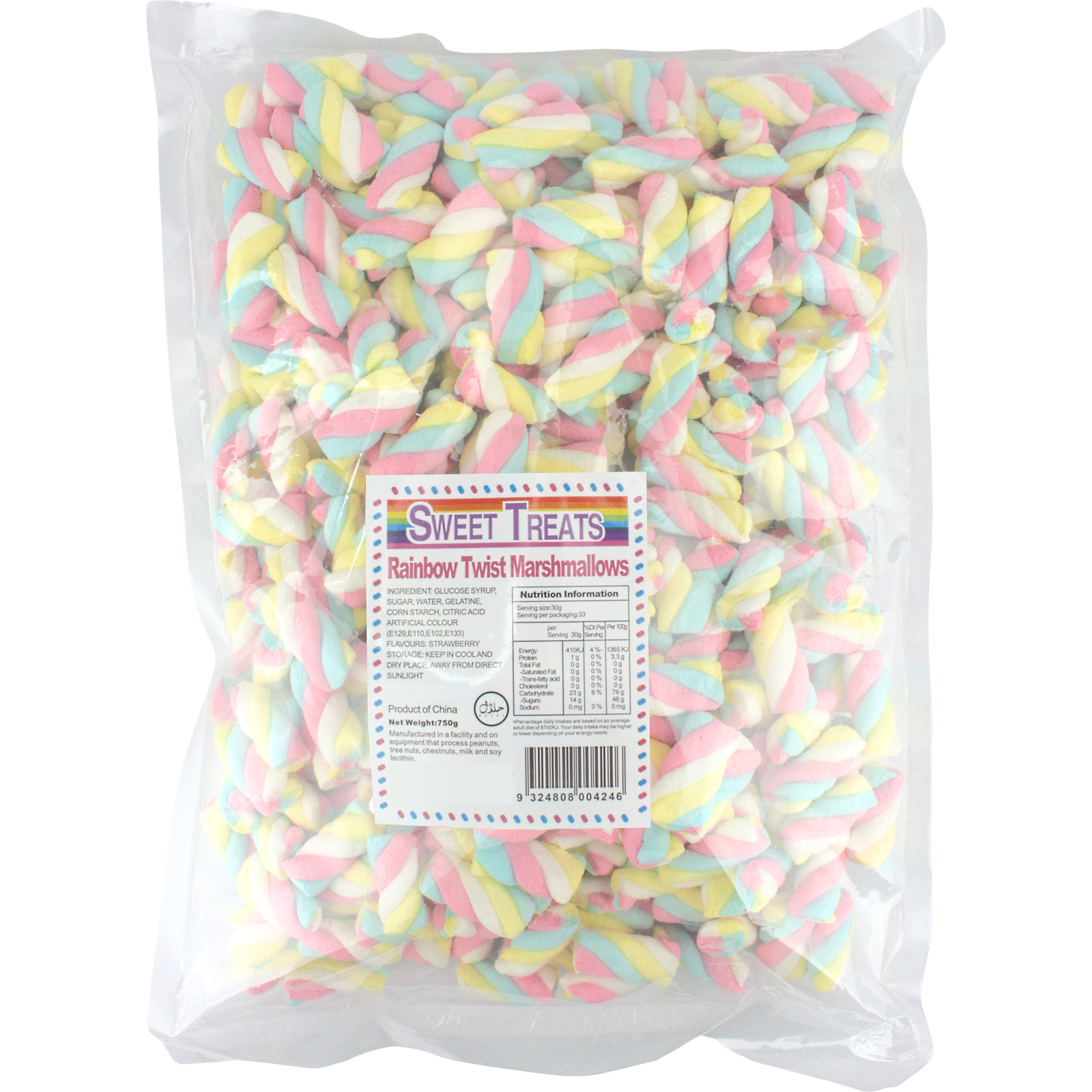 Rainbow Twist Marshmallows (750g Bag) 