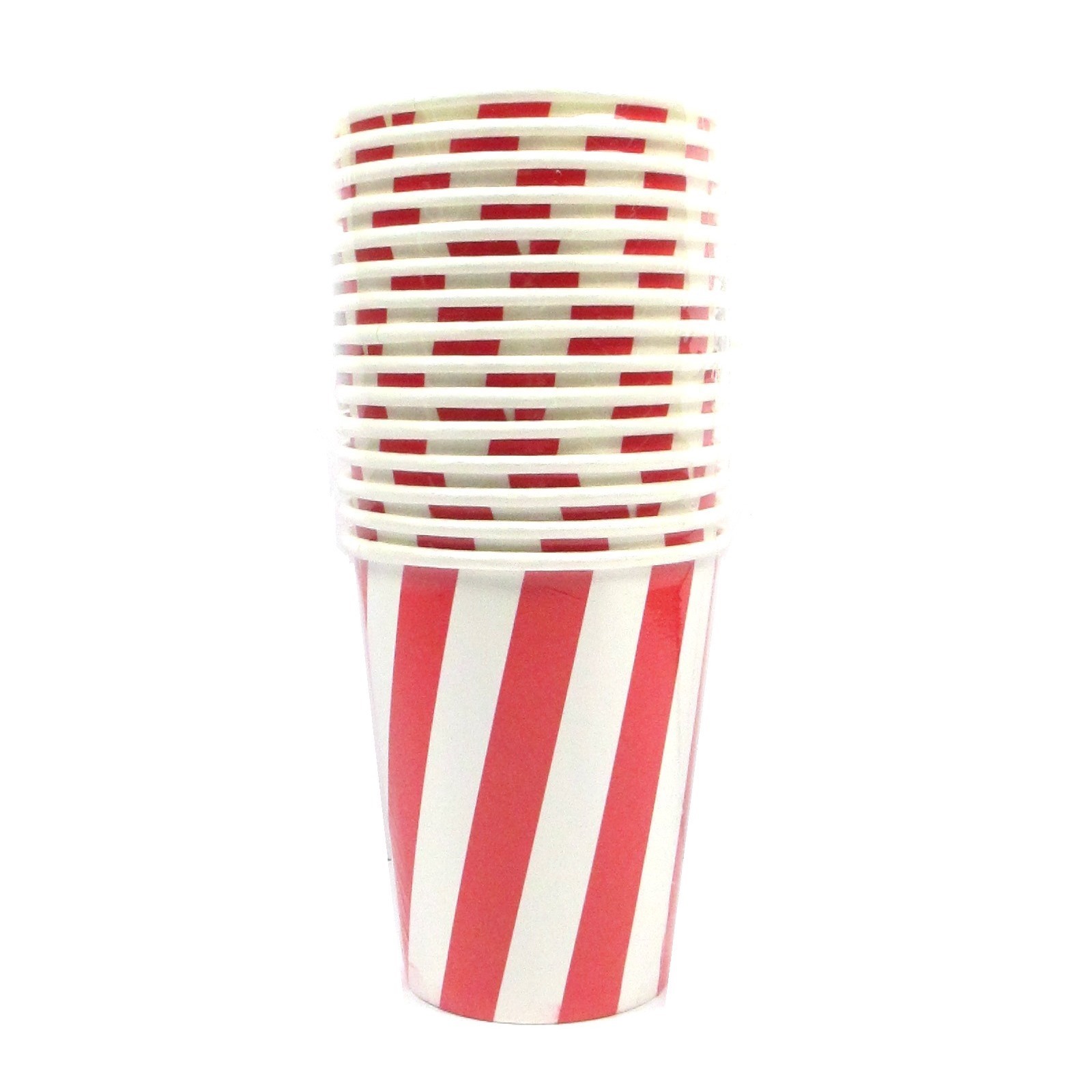 Red and White Stripe Paper Cups (Pack of 15)