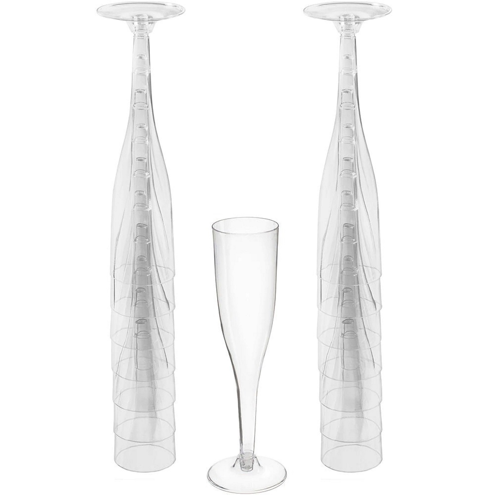 Clear Plastic Champagne Glasses (Pack of 20)