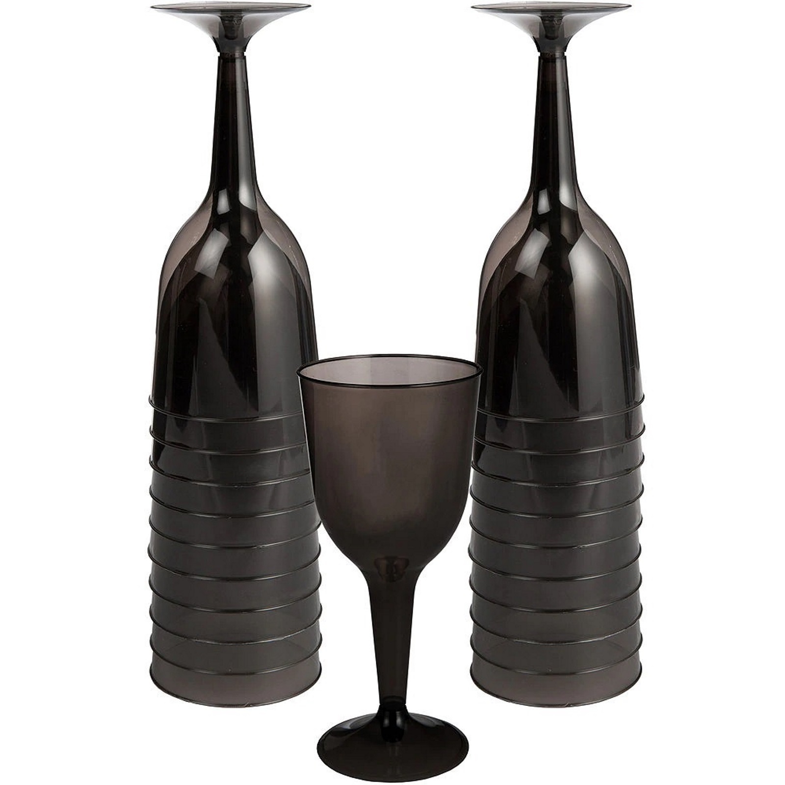Black Plastic Wine Glasses (Pack of 20)