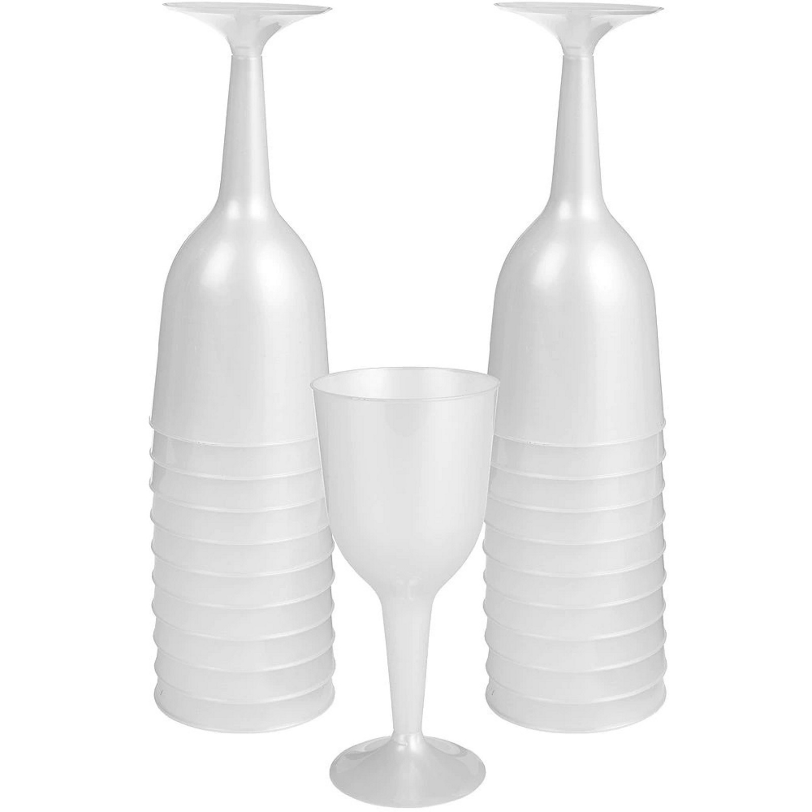 White Plastic Wine Glasses (Pack of 20)