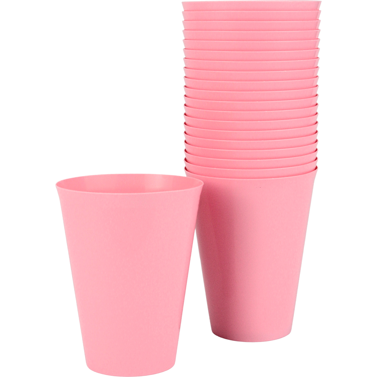 Light Carnation Pink Plastic Reusable Cups 285ml (Pack of 20)