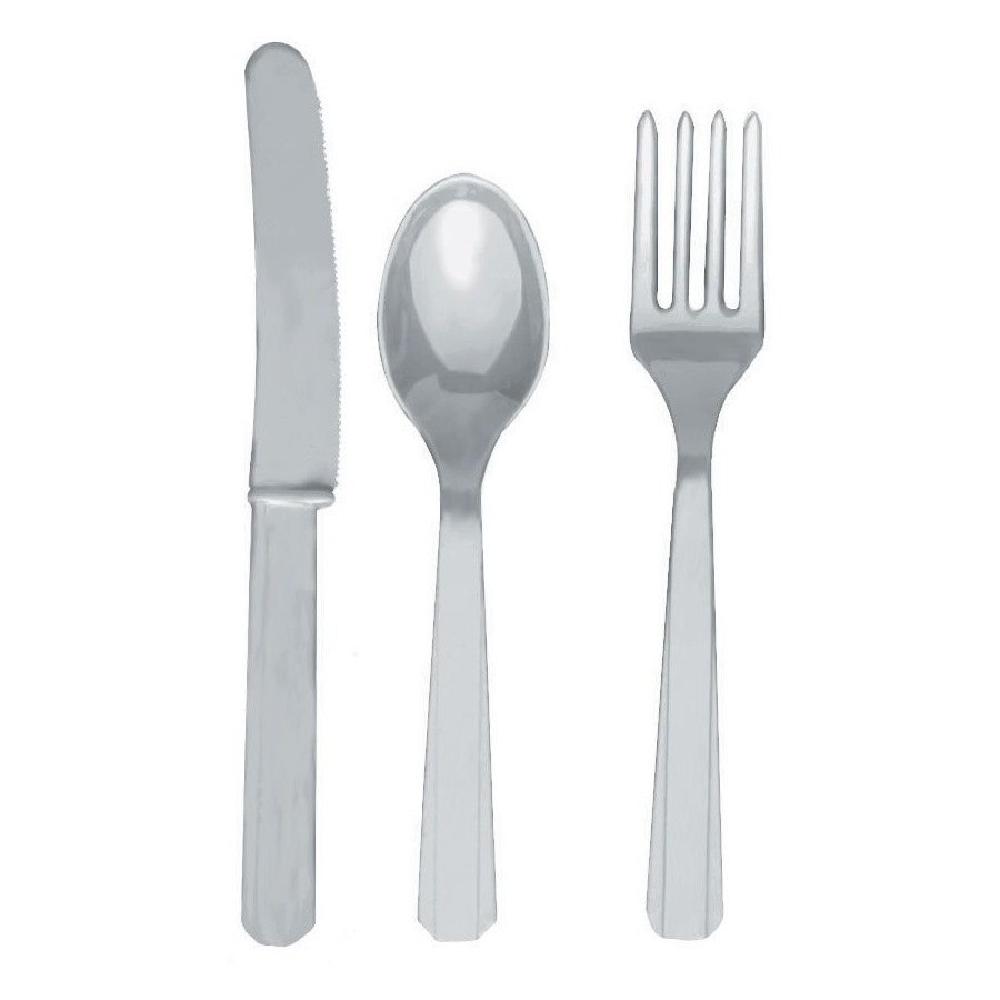 Silver Plastic Cutlery (Pack of 24)