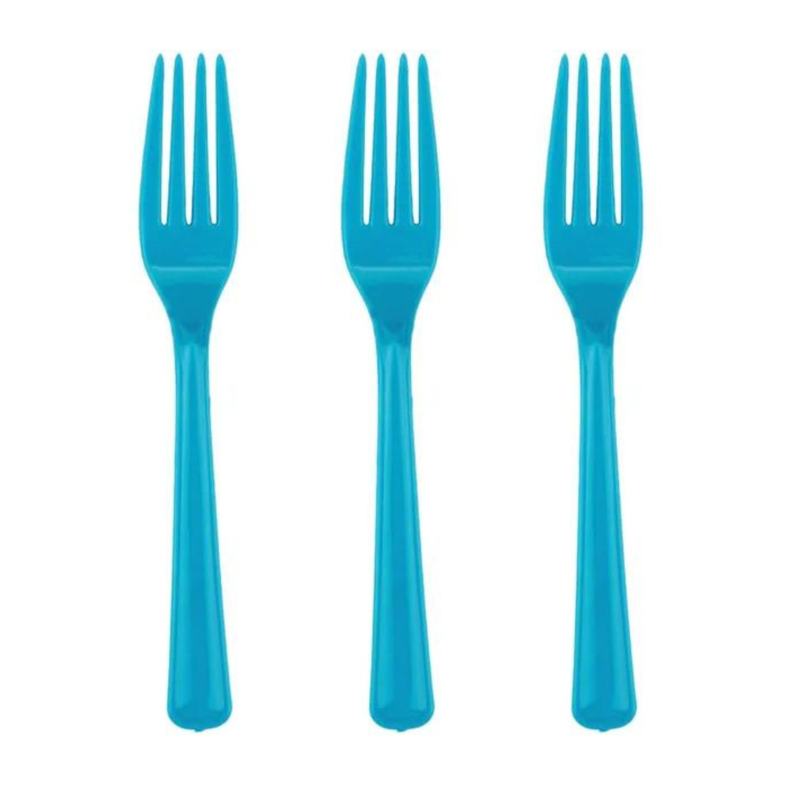 Azure Blue Reusable Plastic Forks (Pack of 20) 