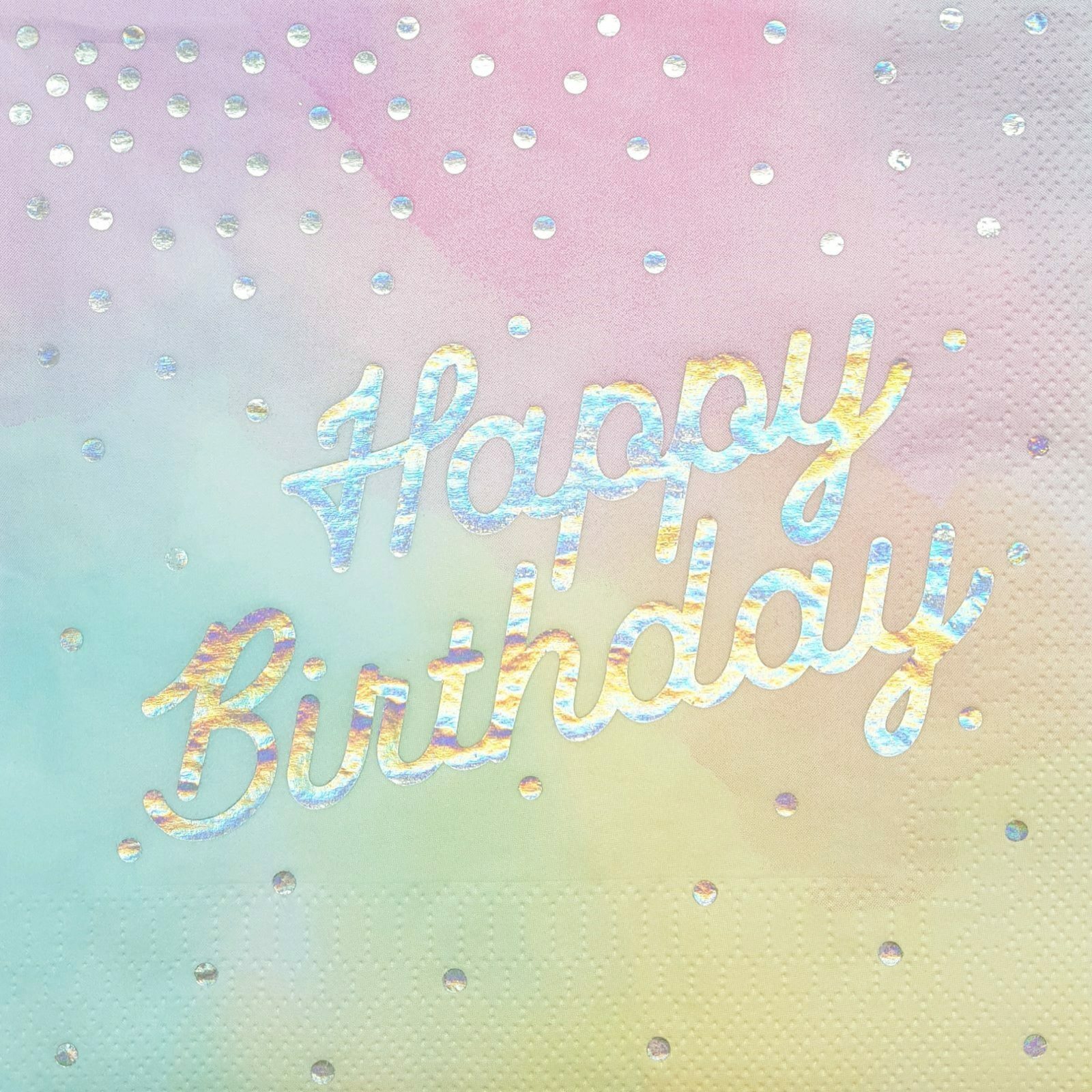 Iridescent Ombre Happy Birthday Large Napkins / Serviettes (Pack of 16)