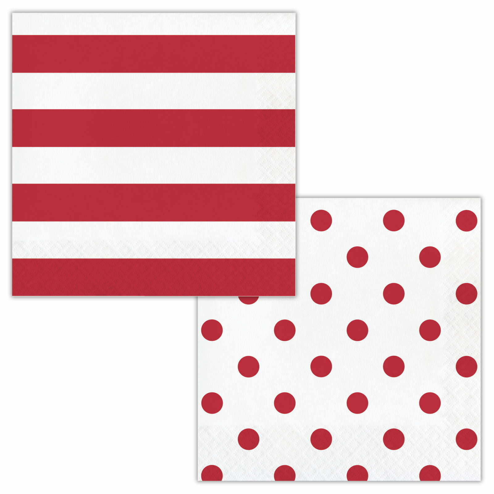 Red Polka Dot and Striped Large Napkins / Serviettes (Pack of 16)